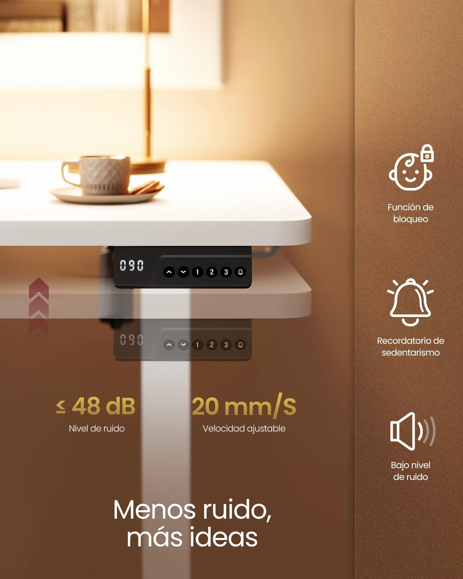 VASAGLE Escritorio Eléctrico Ajustable en Altura 140 x 60 cm Blanco Nube con Memoria 4 Alturas