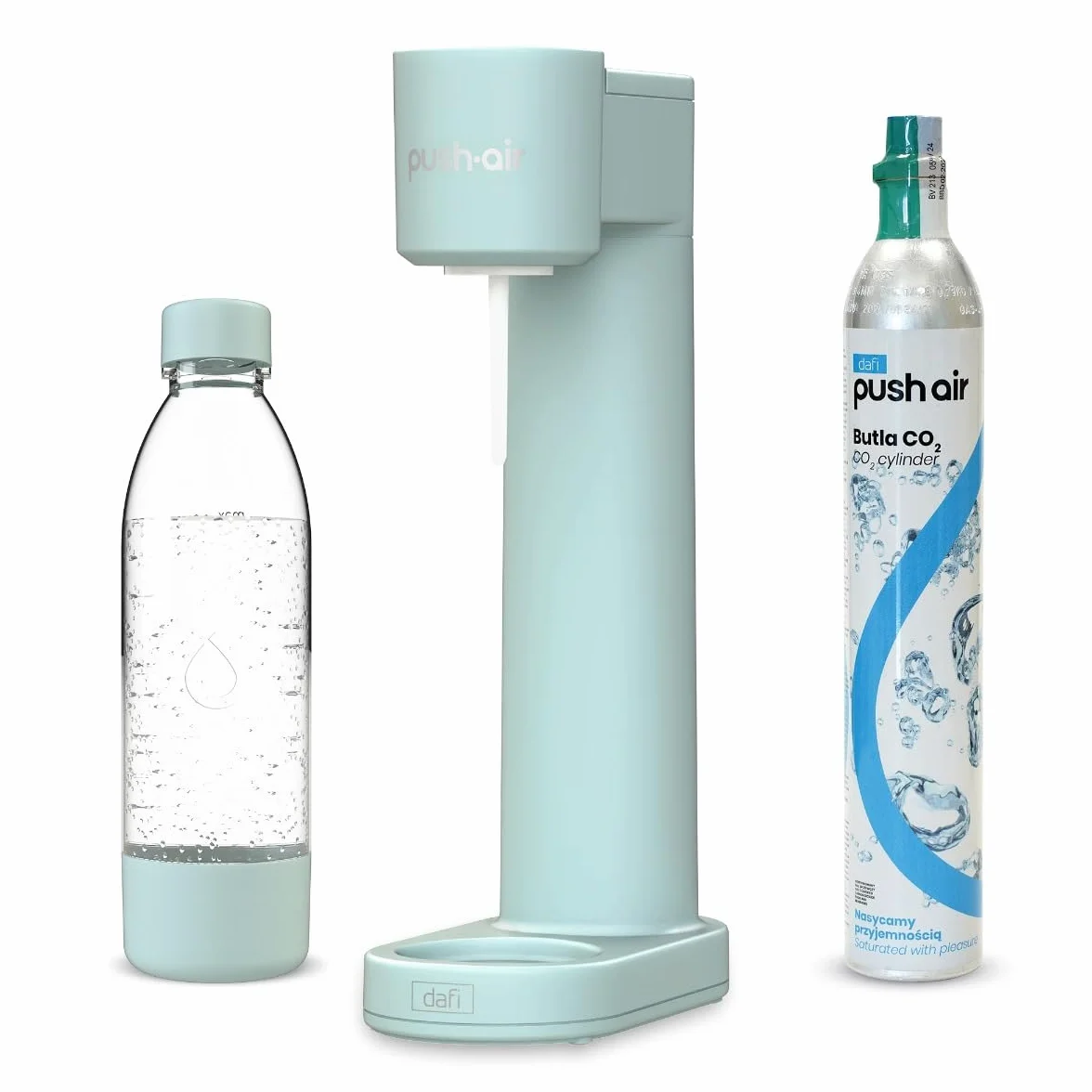 Dafi PUSHAIR - Saturador de agua sifón de menta + cartucho de CO2 + botella de 0,7