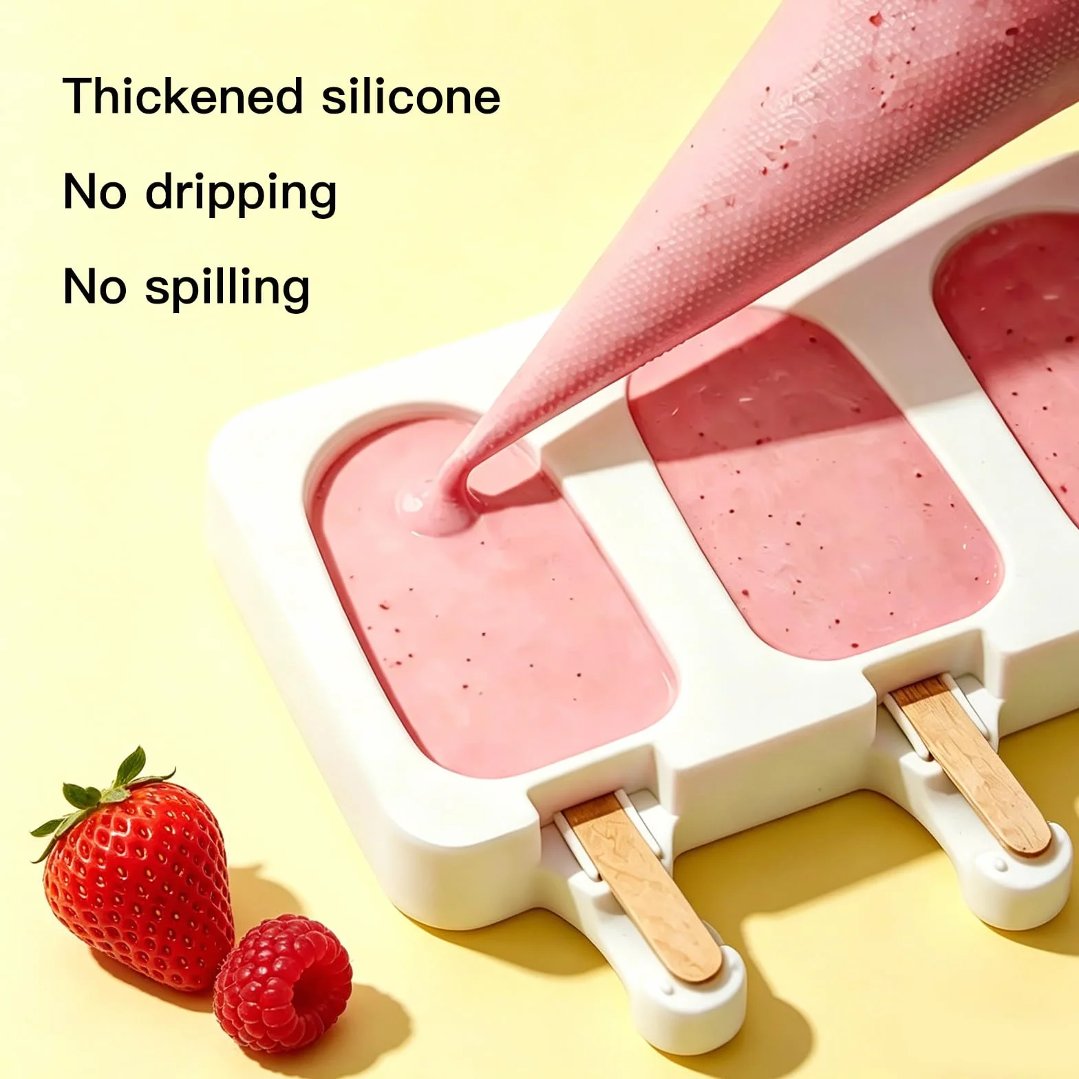 Moldes Helados Silicona con 100 Bolsas, Precintos y Palitos – Set Completo sin BPA para Helados Caseros Reutilizables