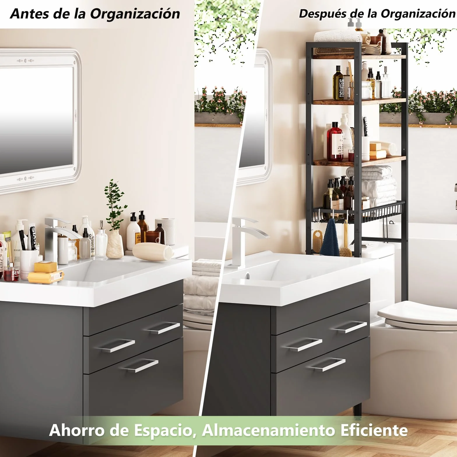 Kalrin Estante de Baño Multifuncional Ajustable de 4 Niveles sobre el Inodoro