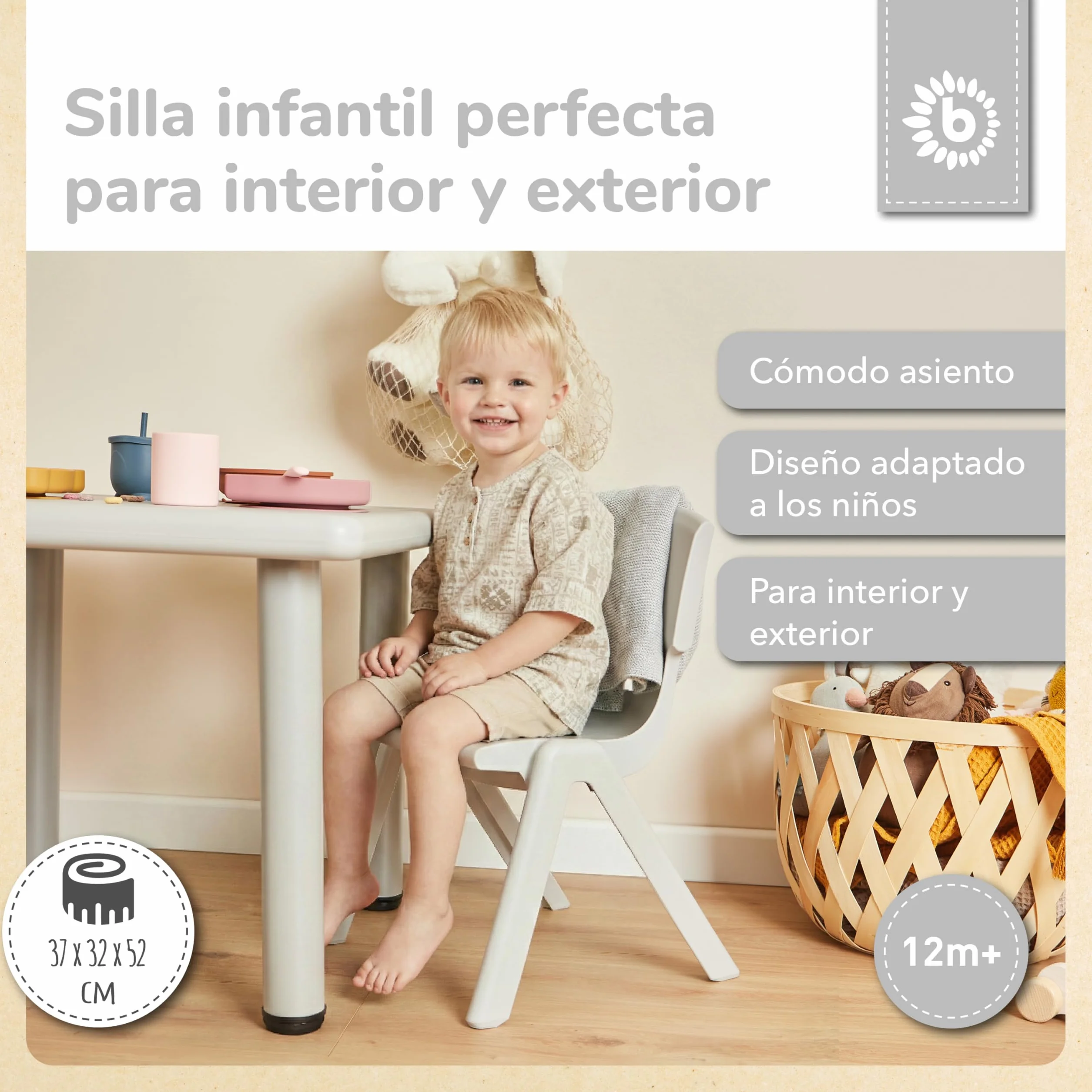 BIECO Silla Infantil hasta 80 kg Cargable | Apilable y Antivuelco | para Interior y Exterior | Silla Plastico Infantil Sillon Bebe Sillones Infantiles Sillón Infantil Silla Infantil Plastico Niño