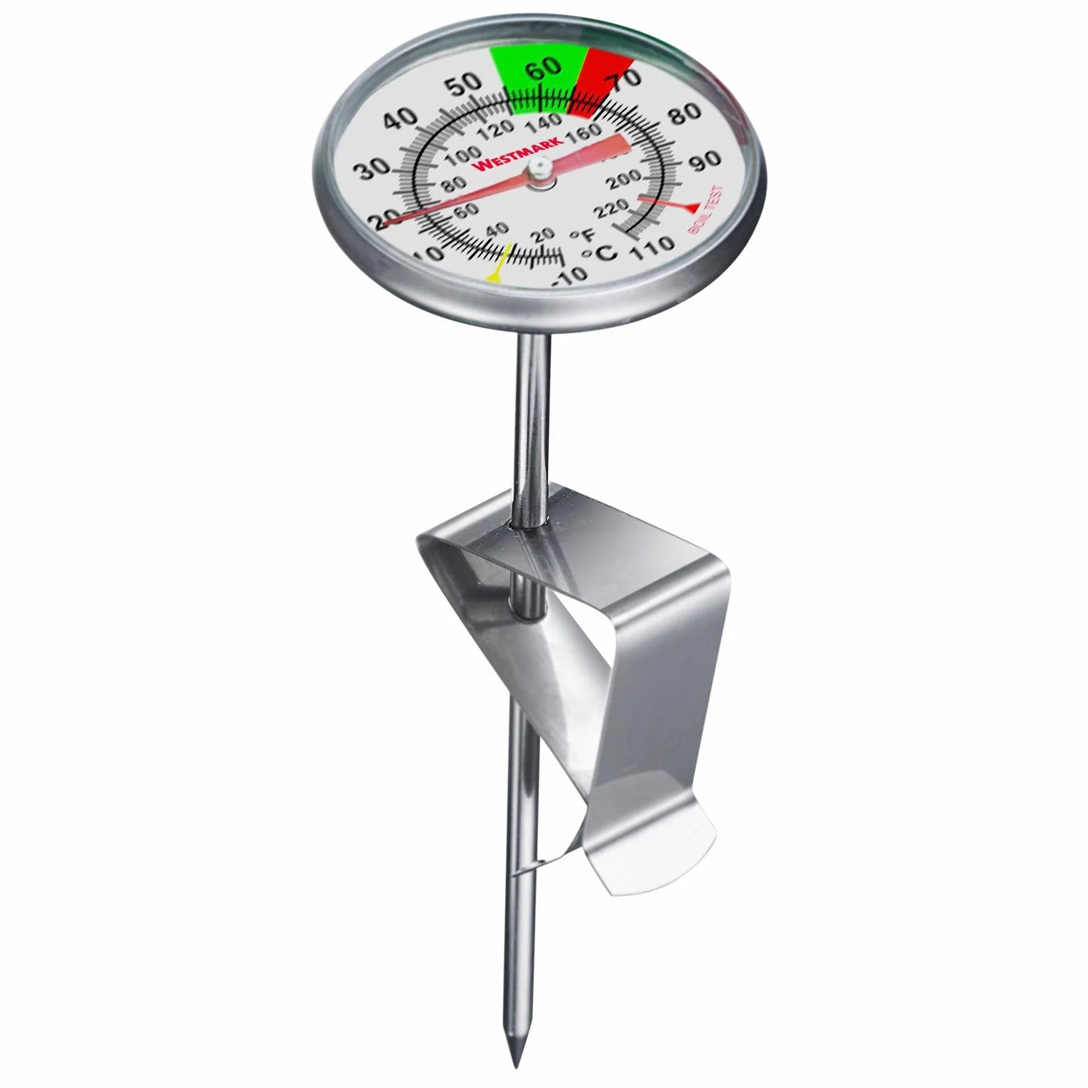 Termómetro para la leche Westmark – práctico termómetro de cocina para espumar leche, deliciosa espuma de leche para el café, termómetro de barista con pinza – acero inoxidable