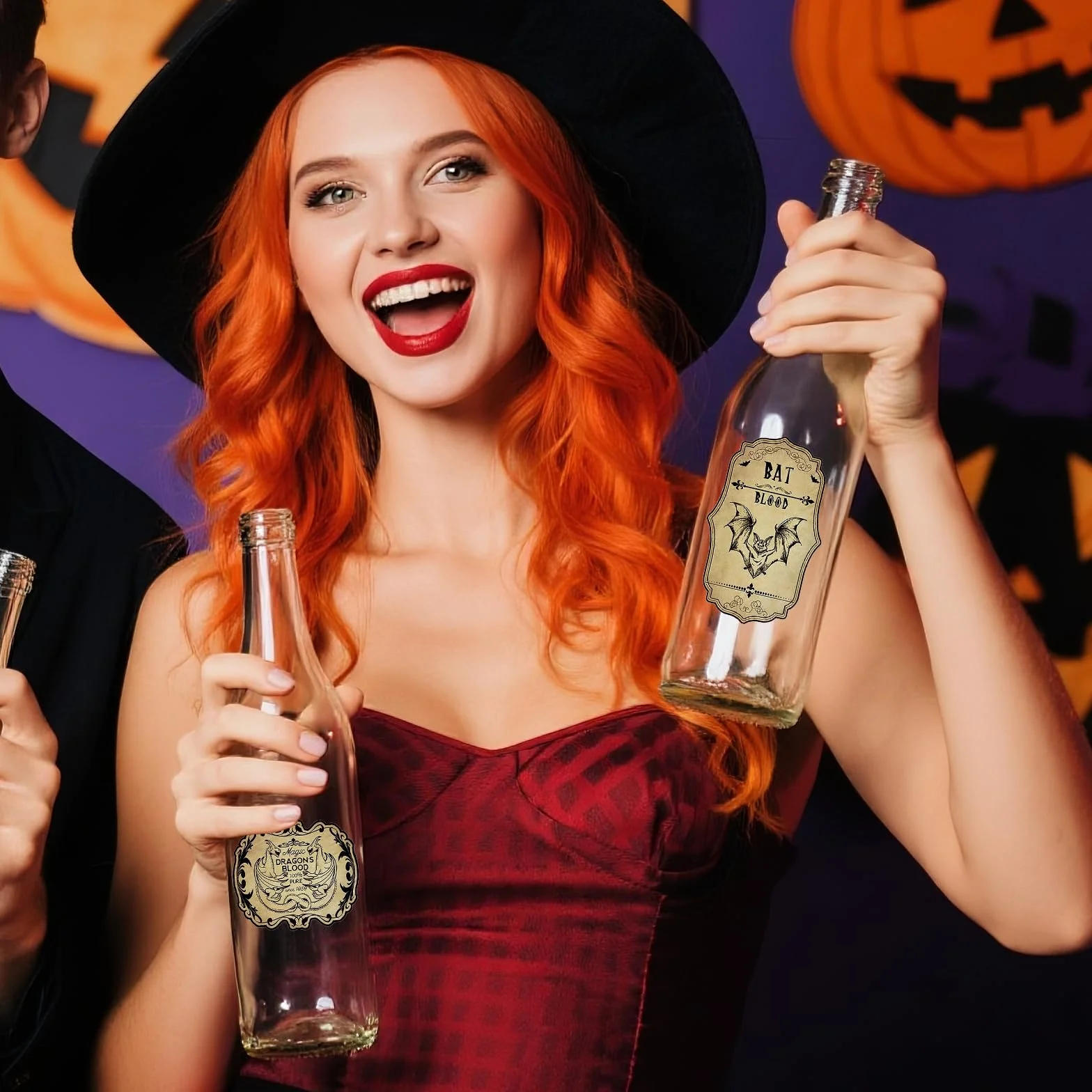 Etiquetas Halloween para botellas vino, 36 etiquetas, 12 estilos, marrones