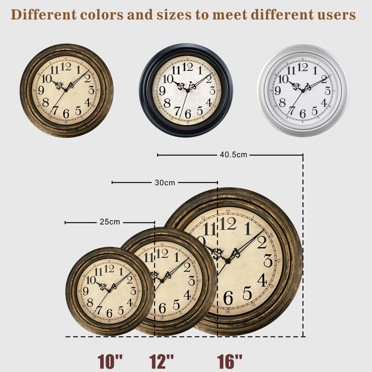 Plumeet Reloj de Pared Retro Pequeño, Silencioso Clásico 25cm sin Tic-TAC