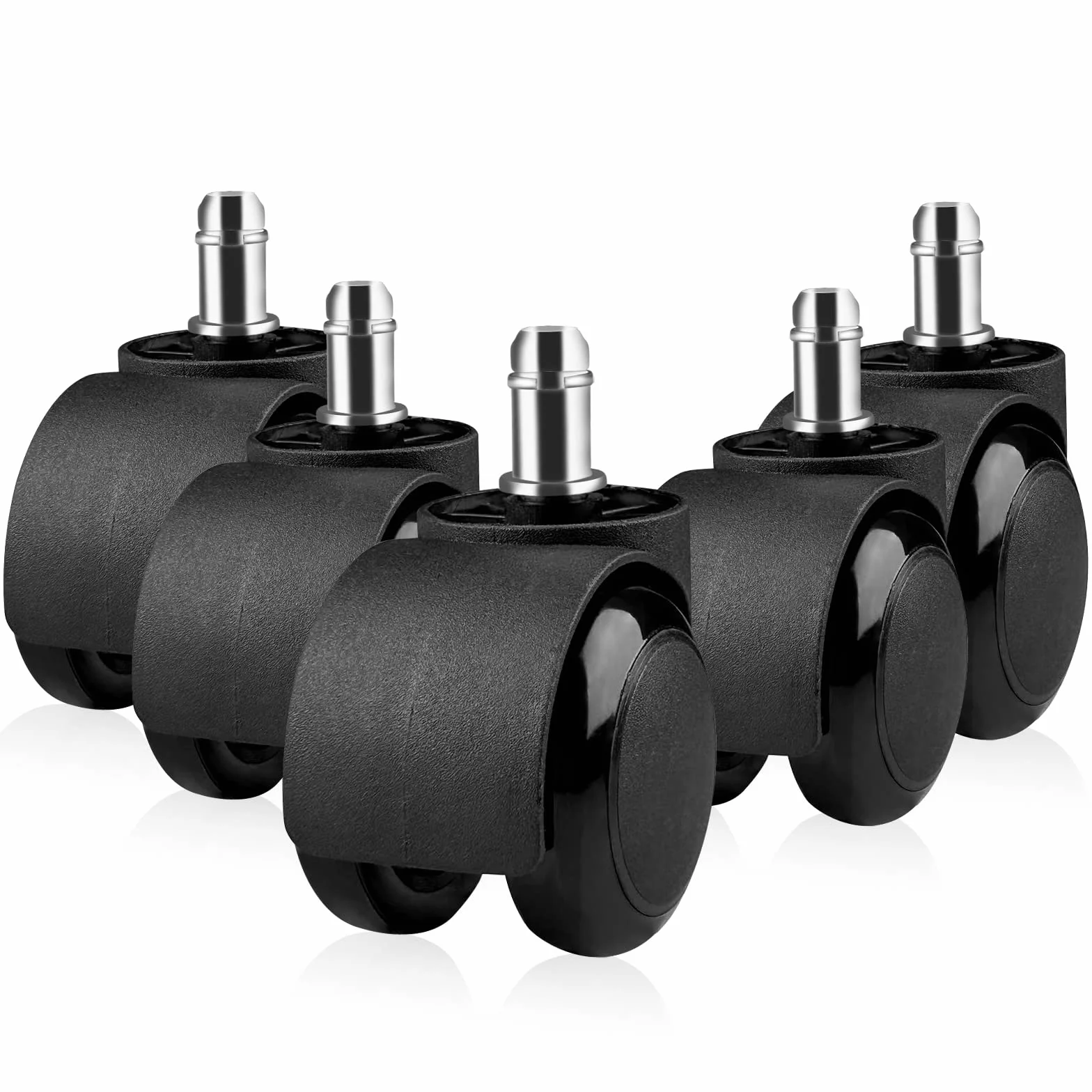 Ruedas 11x22mm Poliuretano para Silla Gaming Doble Rueda Silenciosas Negro