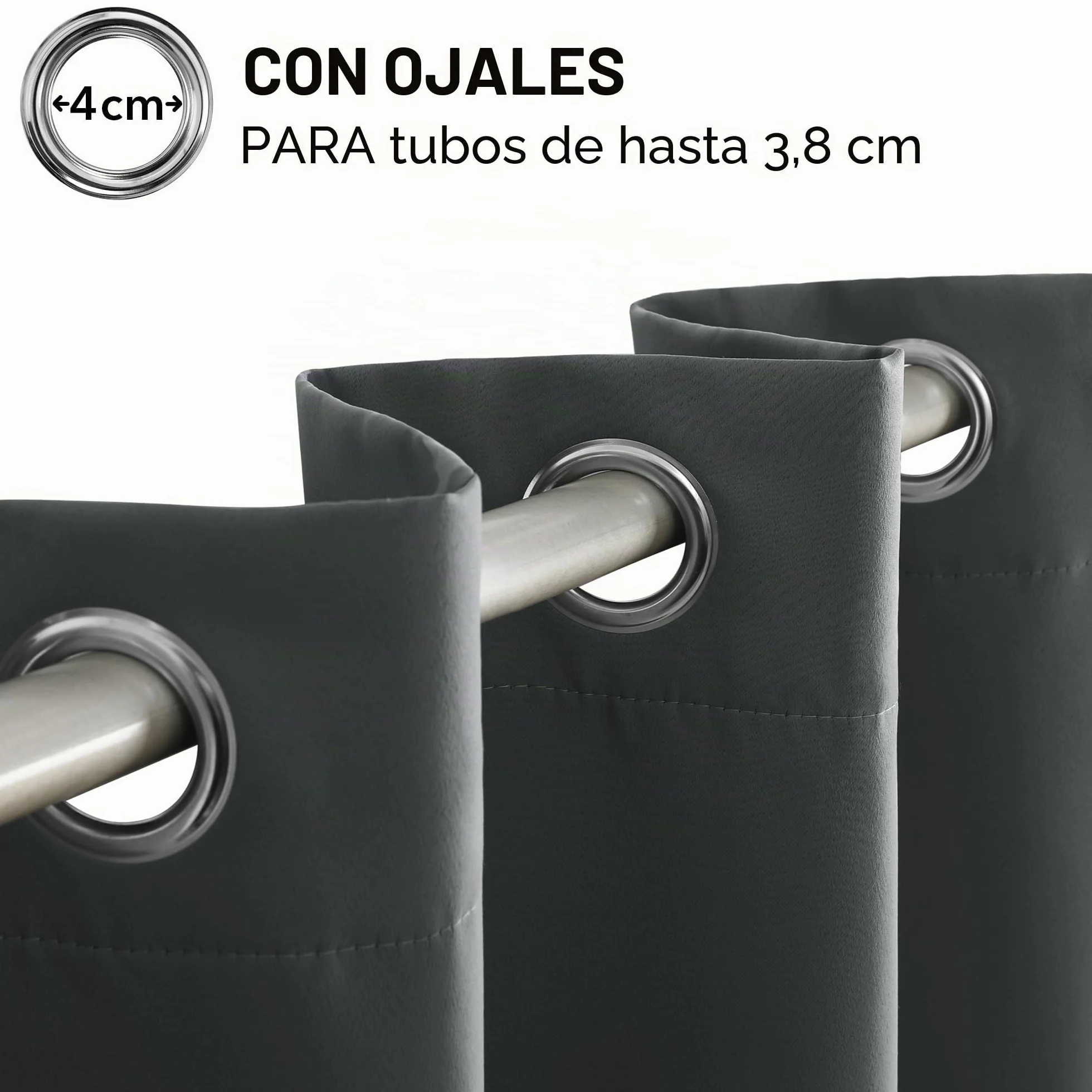 Deconovo Cortinas Opacas Térmicas 2 Piezas 135x240 cm Gris Oscuro