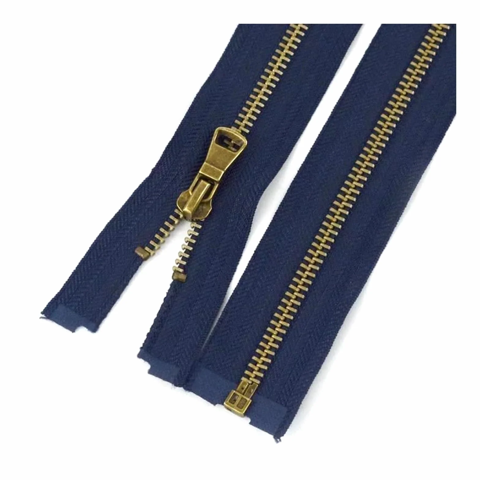 cremalleras para coser, Cremallera metálica de 2 piezas n.° 5, con dientes bronce y extremo abierto, for coser chaquetas bolsos(Blue,60cm)