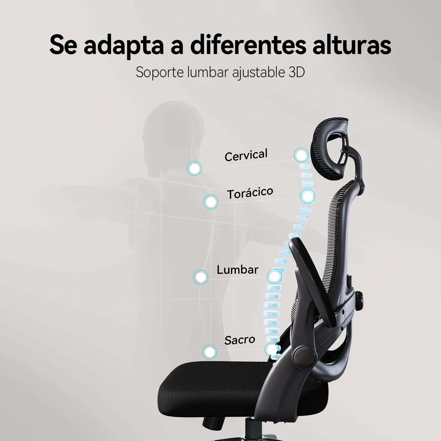 SIHOO M102C Silla ergonomica Escritorio, Silla de Oficina Grande y Alta con reposabrazos Plegables, Soporte Lumbar Ajustable Silla Escritorio, Silla Oficina ergonómica para Uso doméstico - Negro