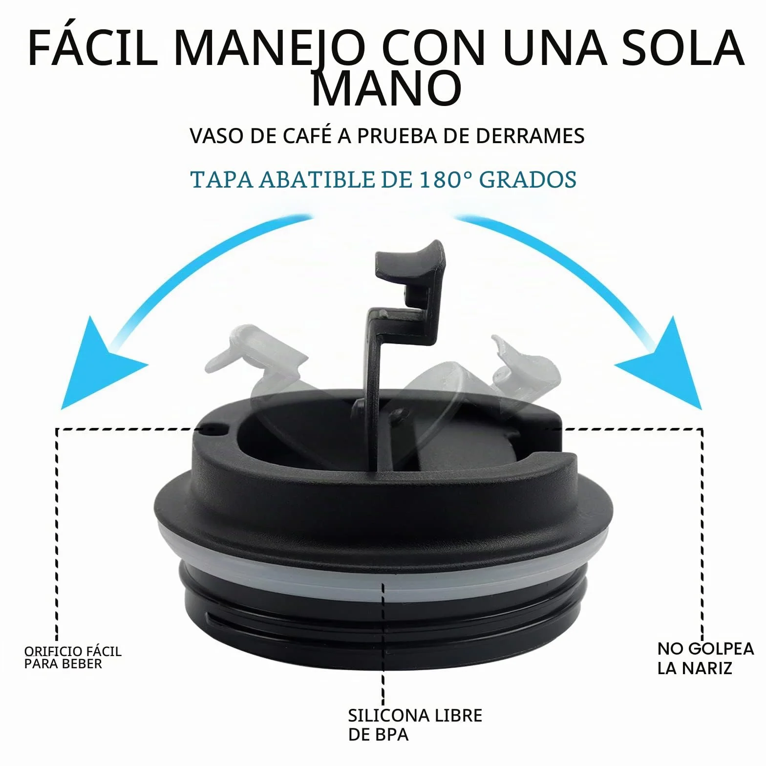 Tlater Taza de café para llevar, 380 ml, termo con tapa a prueba de fugas, vaso de viaje de doble pared, de acero inoxidable, taza de viaje para café y té (negro)