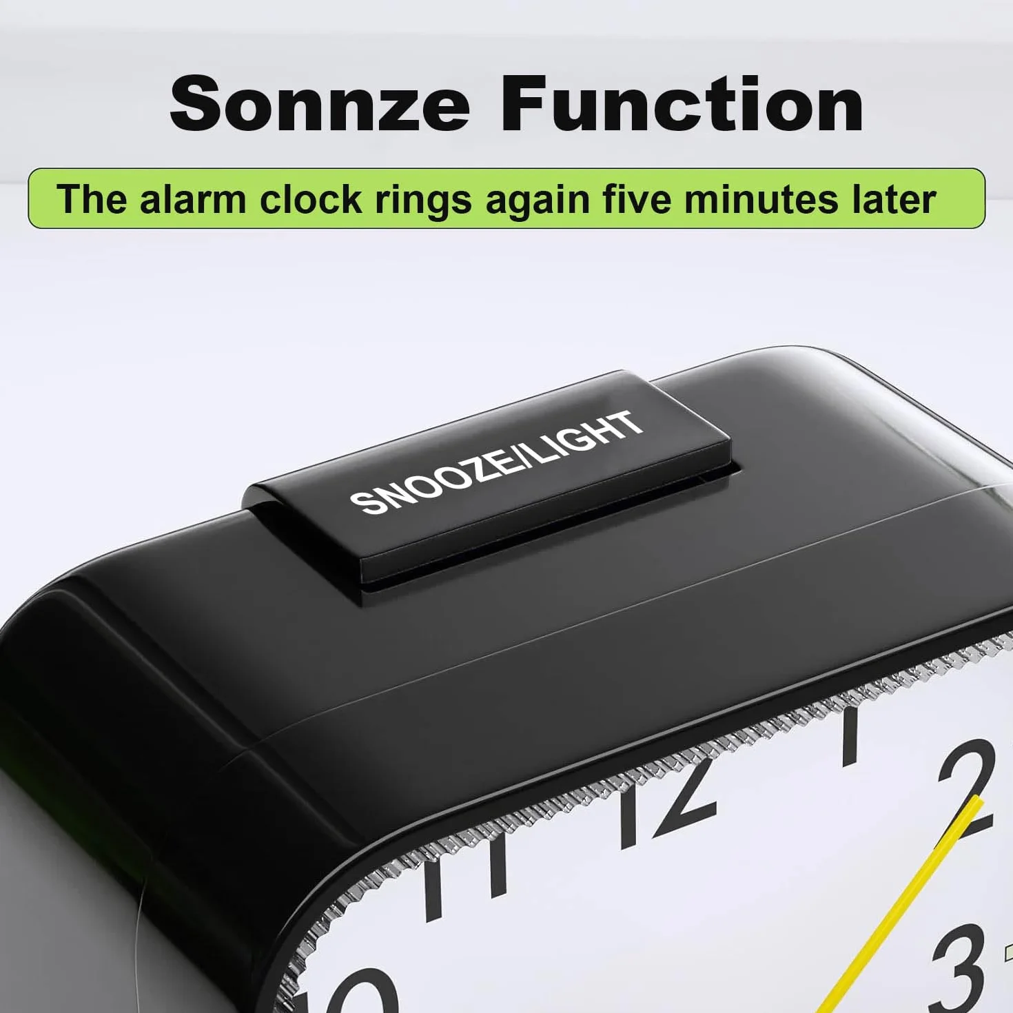 Azyh Despertador Analógico Sin Tictac Con Luz, Funciona Con Pilas, Alarma Fuerte, Función de Repetición, Silencioso, Luminoso, Portátil y Pequeño