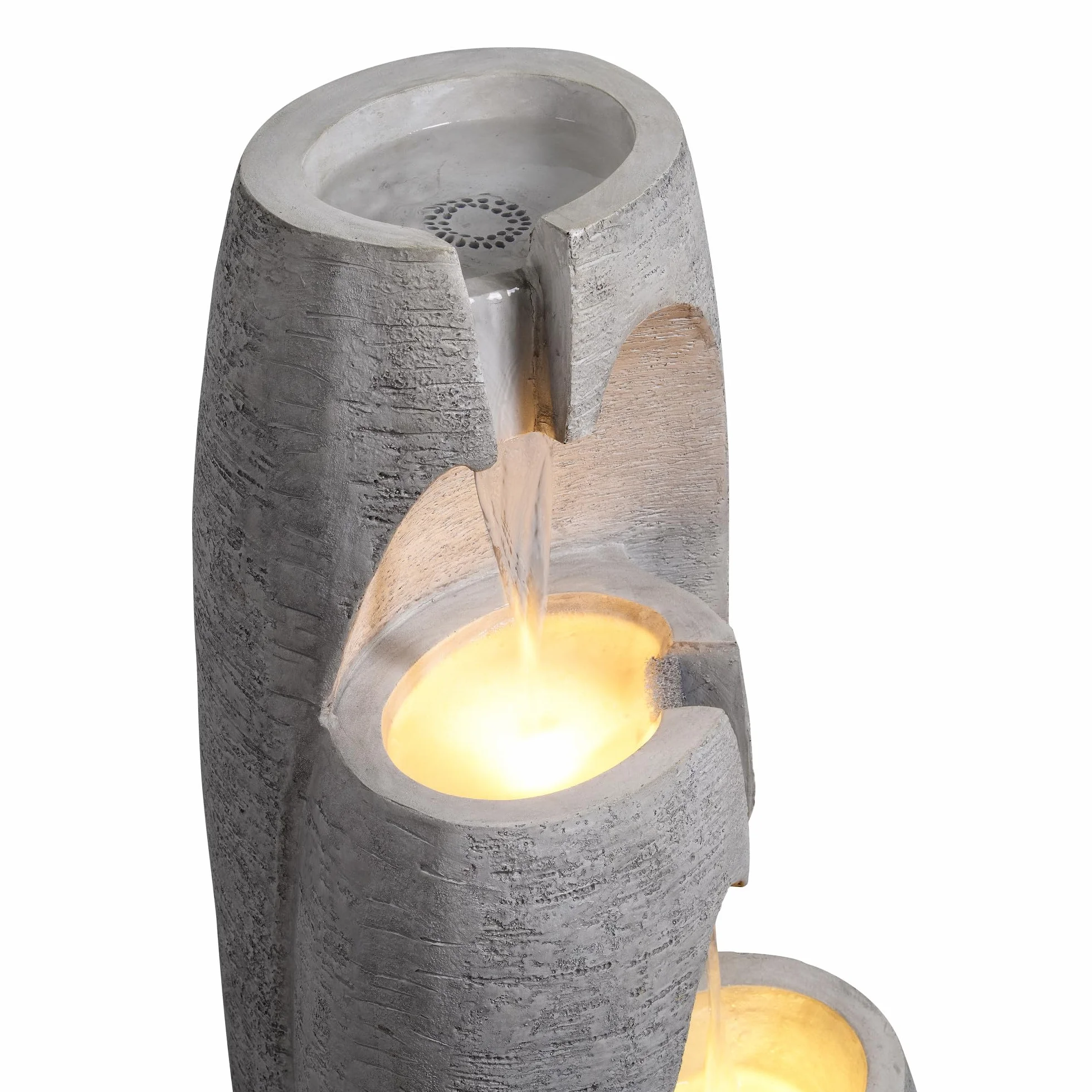 Teamson Home Fuente 3 Niveles LED Suave Acabado Piedra Resistente para Jardines y Exteriores