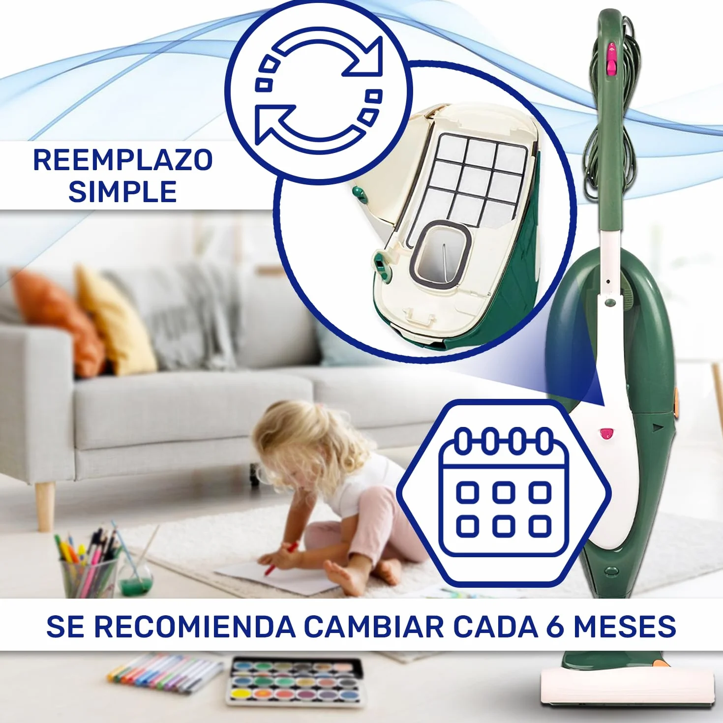 2 Piezas Filtro Aspiradora para Proteger Motor para Vorwerk Kobold VK135 VK136 - MONTERAL
