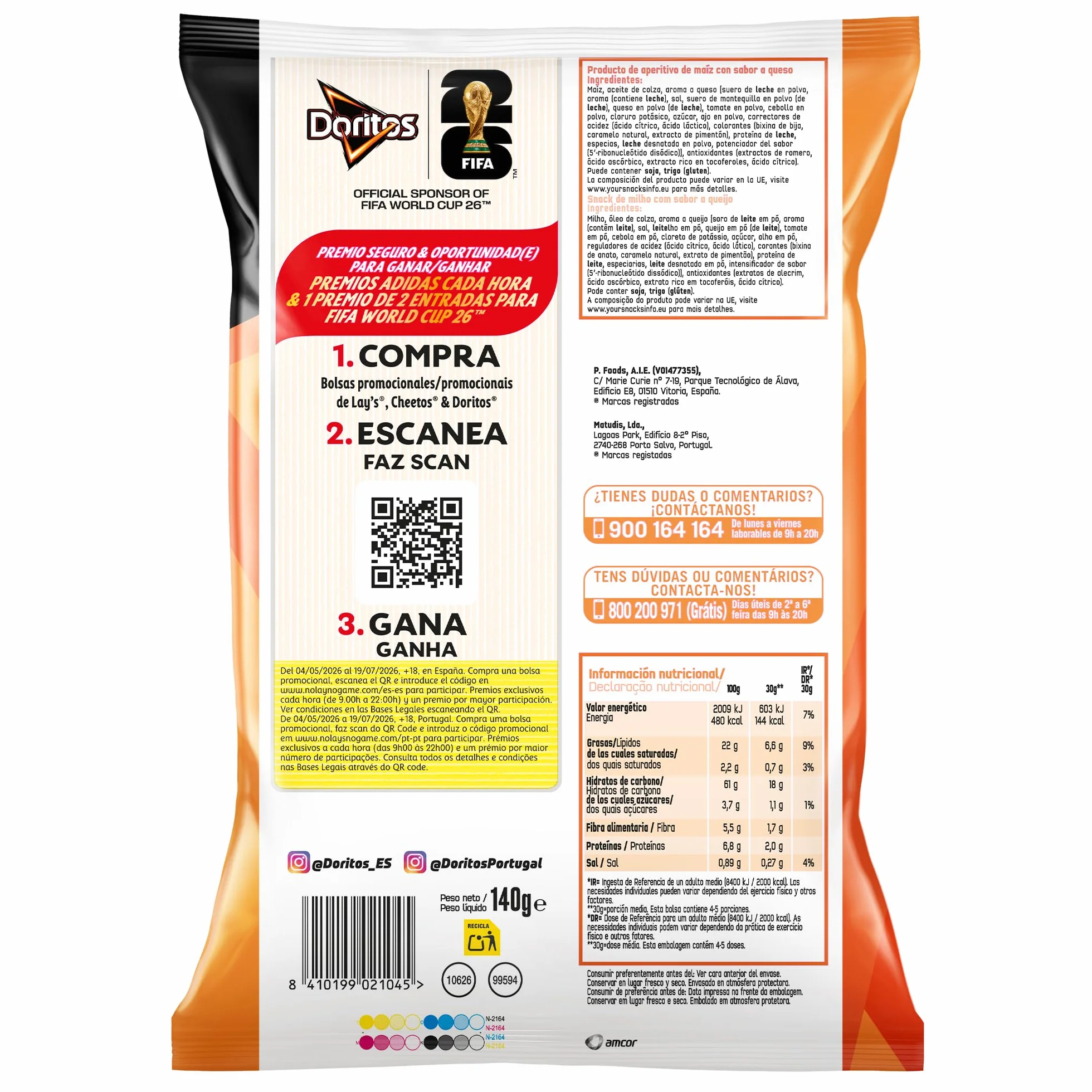 Doritos Tex Mex Nachos con sabor a queso 140gr