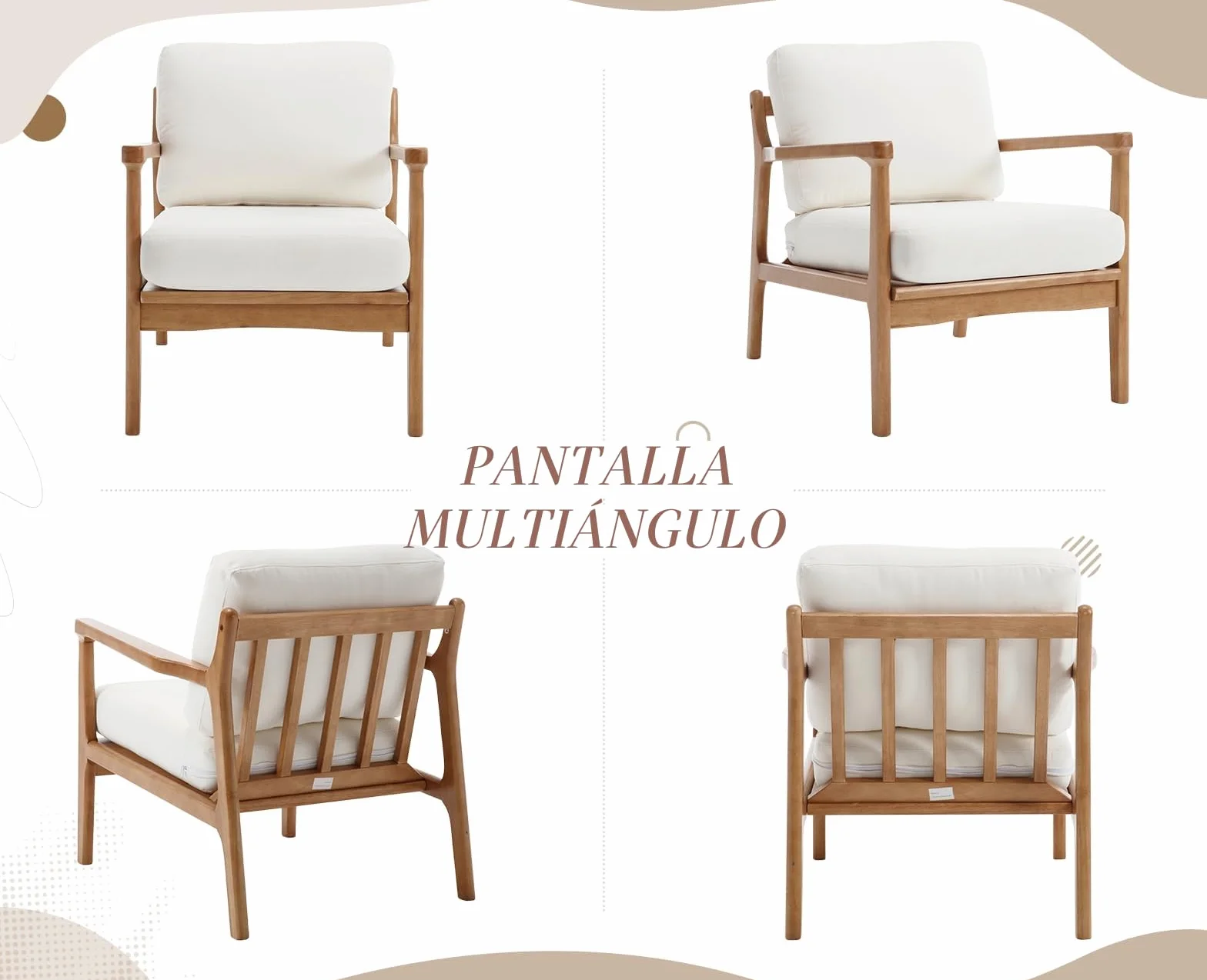 chairus Sillón de Salón en Lino Sillón con Patas de Madera, Butaca Ocio con Asiento y Respaldo Acolchados Butaca Estilo Japonés Minimalista para Salón/Dormitorio, Beige
