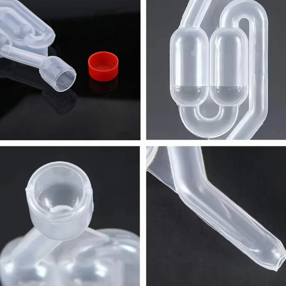 Tubo de Fermentación Airlock, Airlock para Fermentación, Válvula de Bloqueo de Aire Transparente para Elaboración de Cerveza, Vino, y Encurtidos, 3pcs