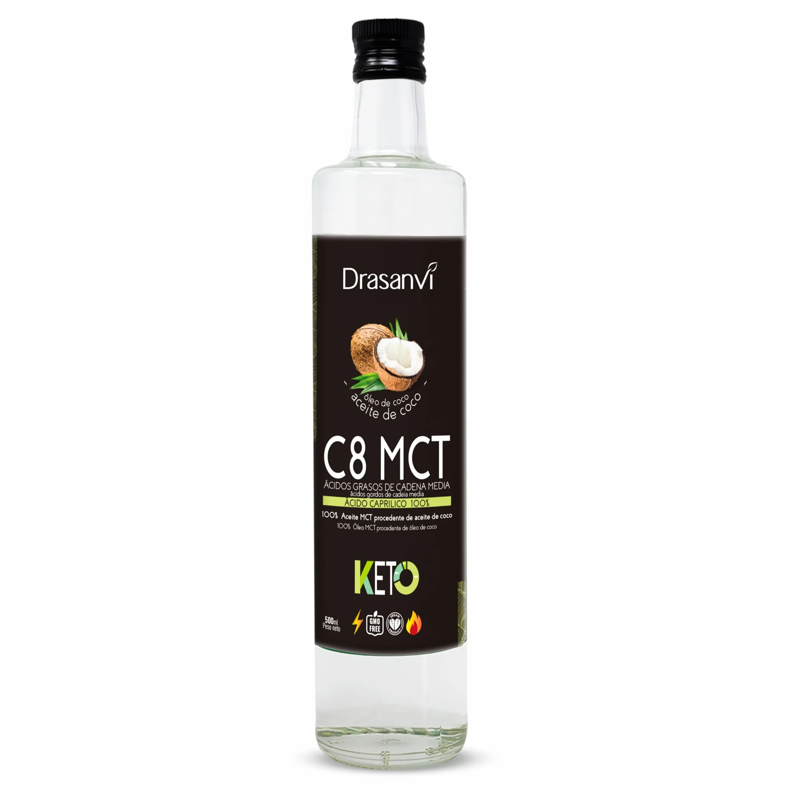 DRASANVI Aceite MCT Coco C8 PURO 100% Ácido Caprílico