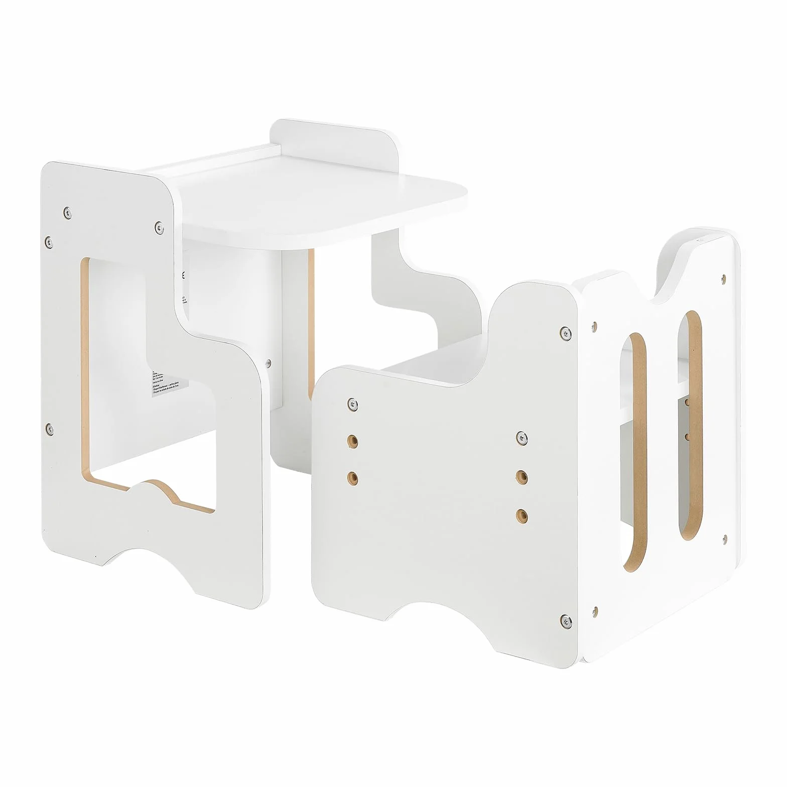 VEVOR 3 en 1 Juego de Mesa y Silla Montessori para Destete con Pizarra, Mesa Montessori de Altura Ajustable 380 x 316 x 400 mm para Leer, Dibujar, Comer y Jugar para Niños de 1 a 5 Años, Blanco