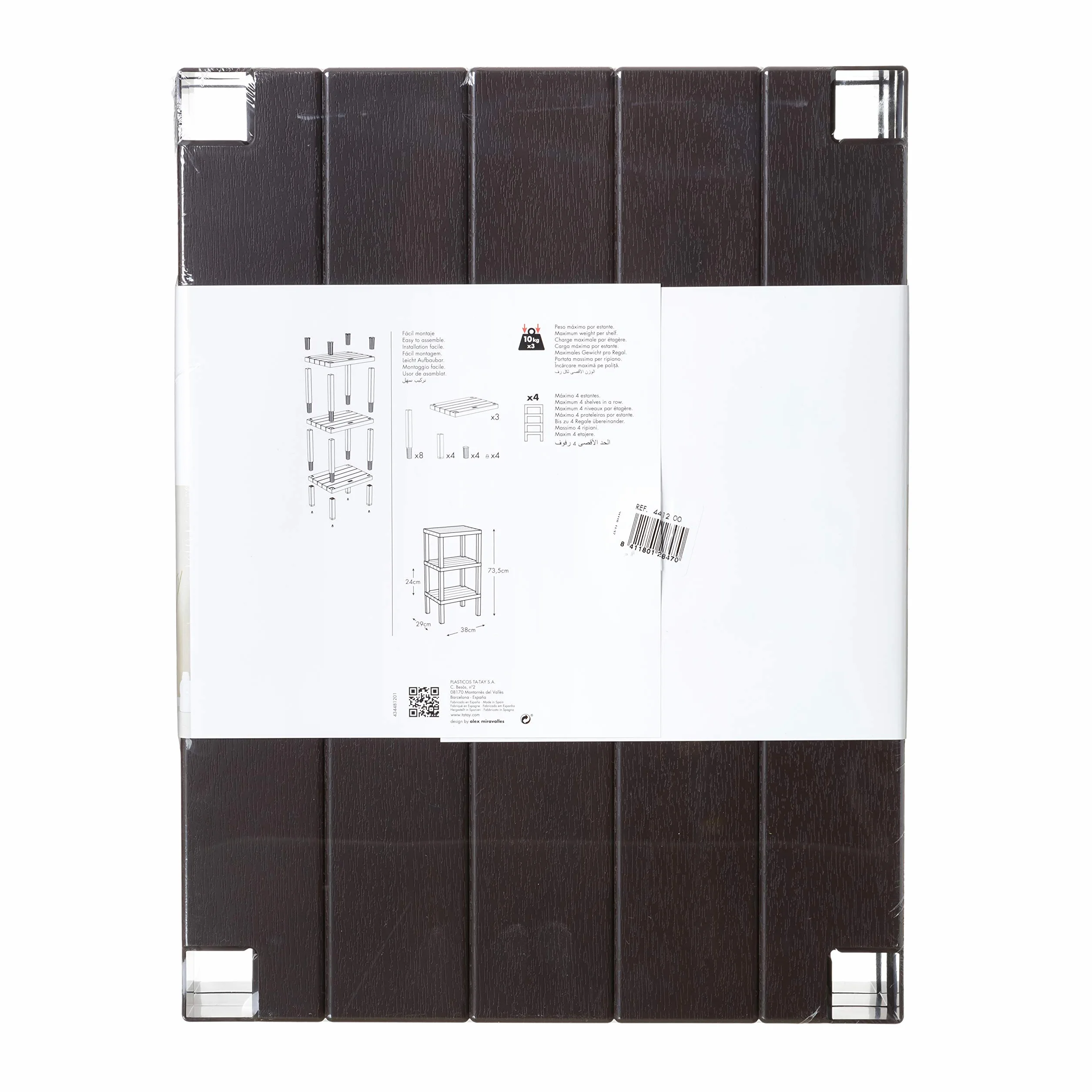 TATAY Estanteria Baño de 3 Alturas | Resistencia a la Humedad | Incluye Fijación con Tornillos y Compatible con Sistema Quick Fix | Ideal Interior y Exterior | Peso hasta 30kg - Modelo Lombok - Marron