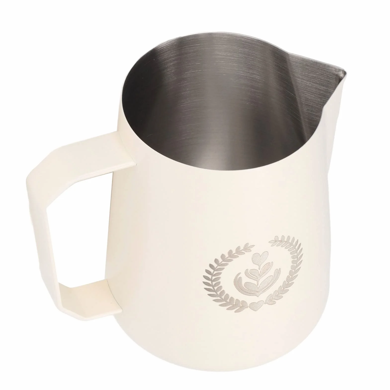 Jarra de espuma de leche de acero inoxidable para café, 450 ml (beige mate)