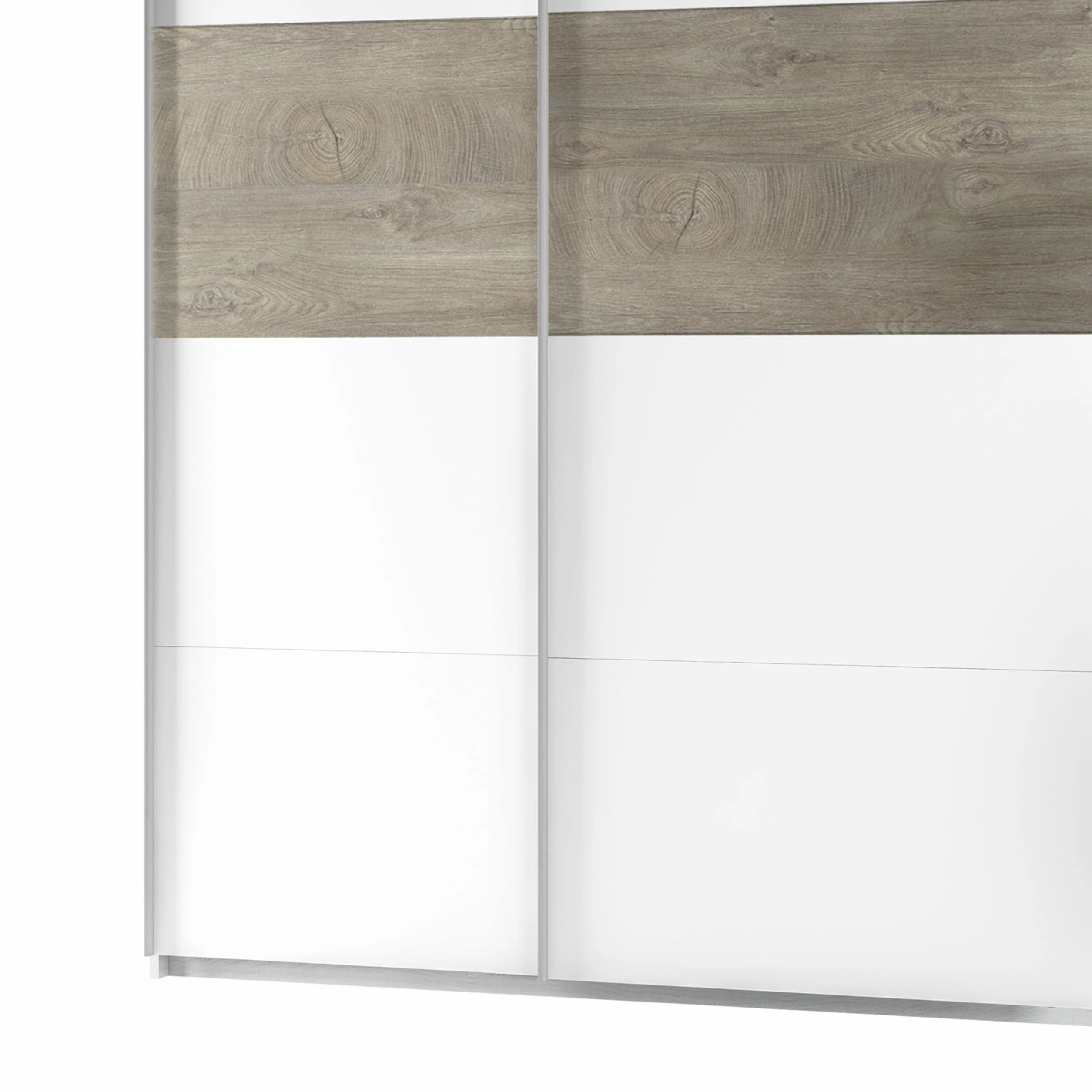 duehome | Armario 2 Puertas Correderas para Dormitorio o Habitación, Modelo Brike, Acabado en Blanco Artik y Roble Alaska, Medidas: 180 cm (Largo) x 200 cm (Alto) x 60 cm (Fondo)