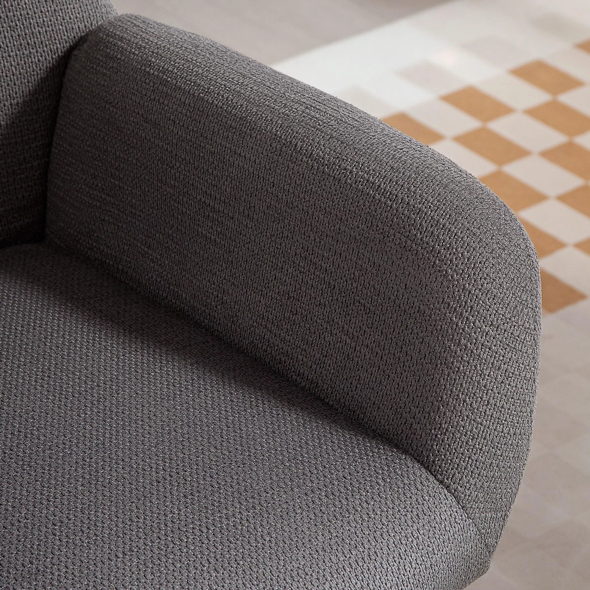 HOMCOM Sillón con Patas de Acero, Respaldo Alto, con Aspecto de Lino, para Dormitorio, Color Gris Oscuro