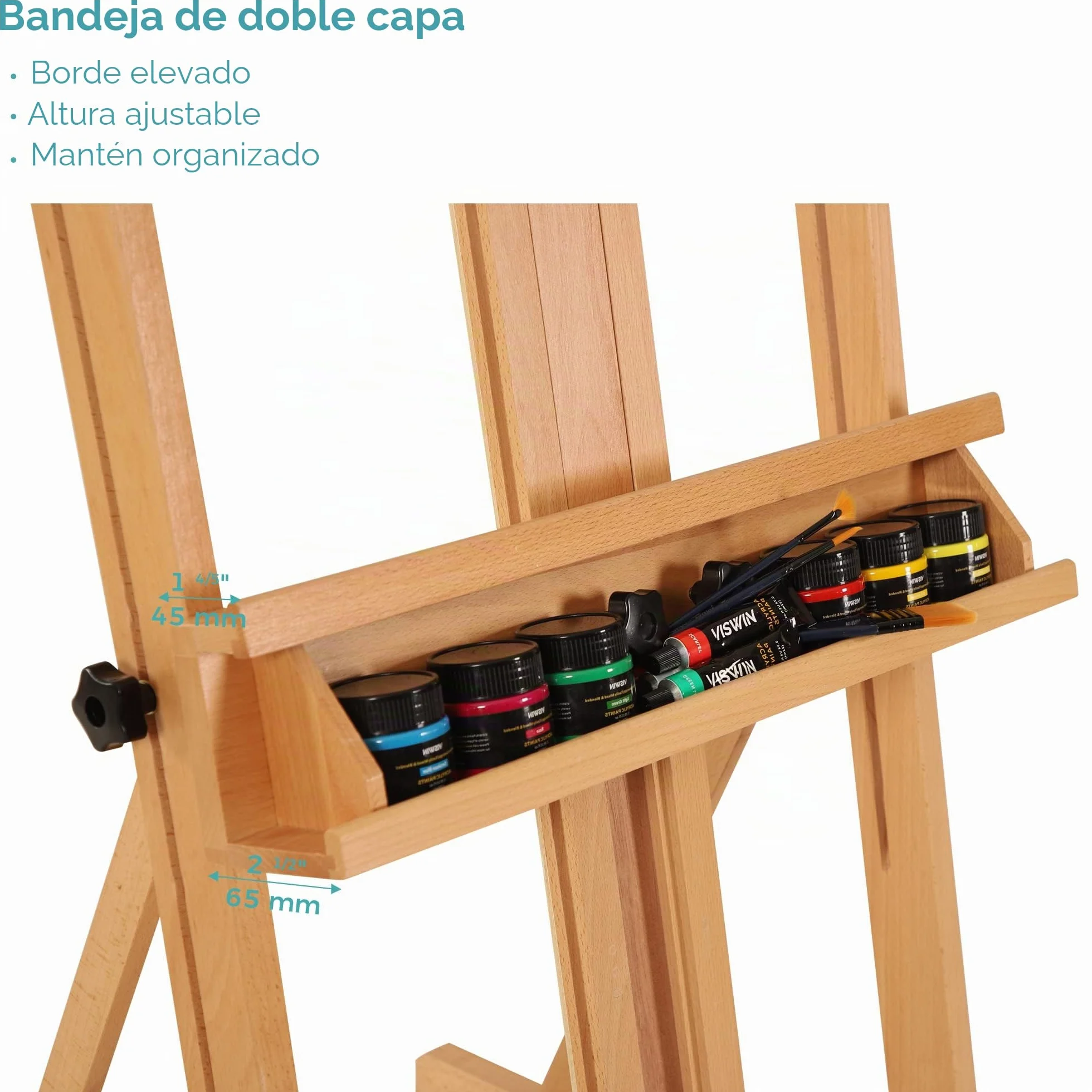 VISWIN Caballete Pintura en H Grande, Caballete Pintar Profesional Ajustable de Madera de Haya con Bandeja 135-231cm, Caballete Estable de Estudio para Adultos, Artistas, Pintor, Estudiantes