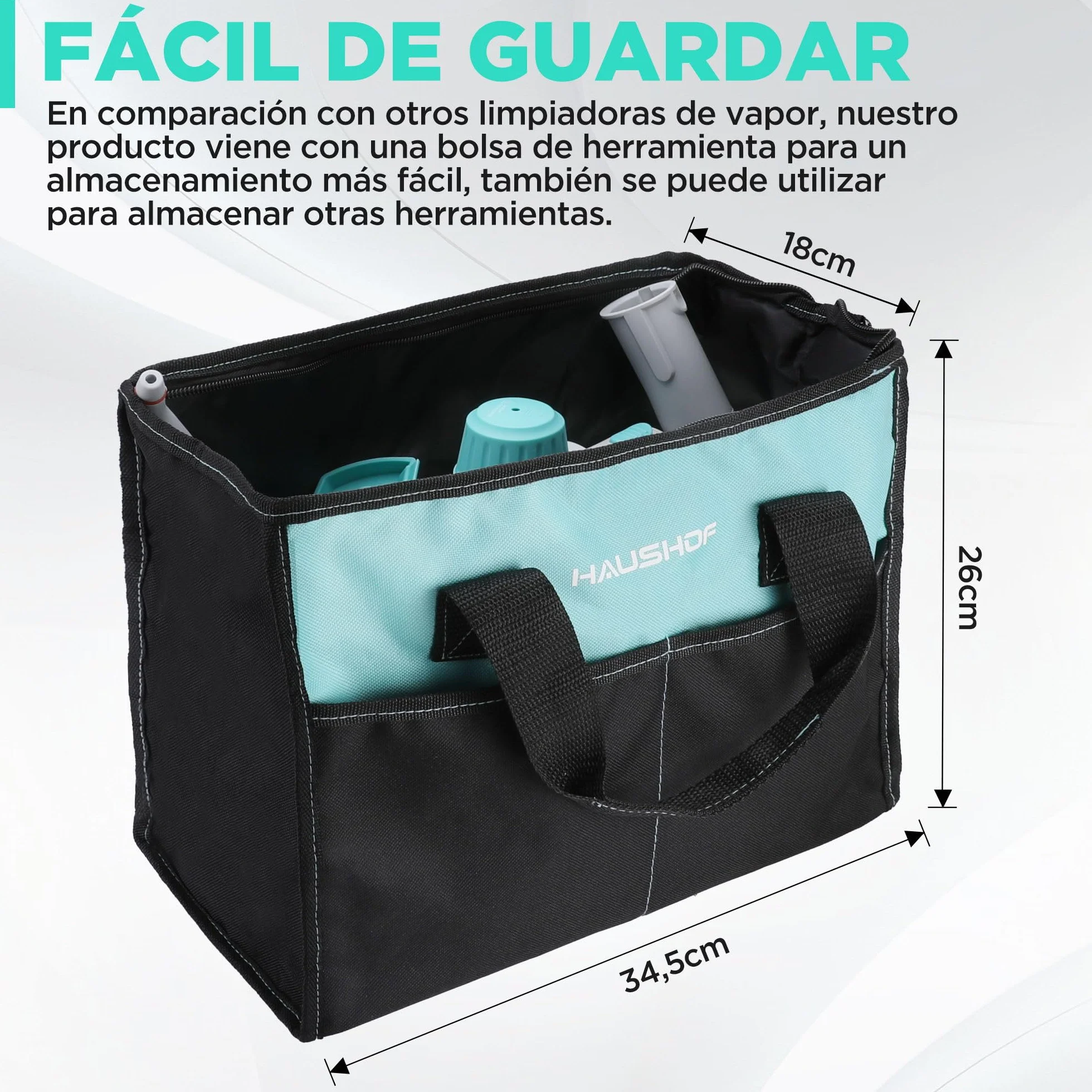 HAUSHOF Limpiador de Vapor 450ml 1200W 3,0 Bar con 8 Accesorios