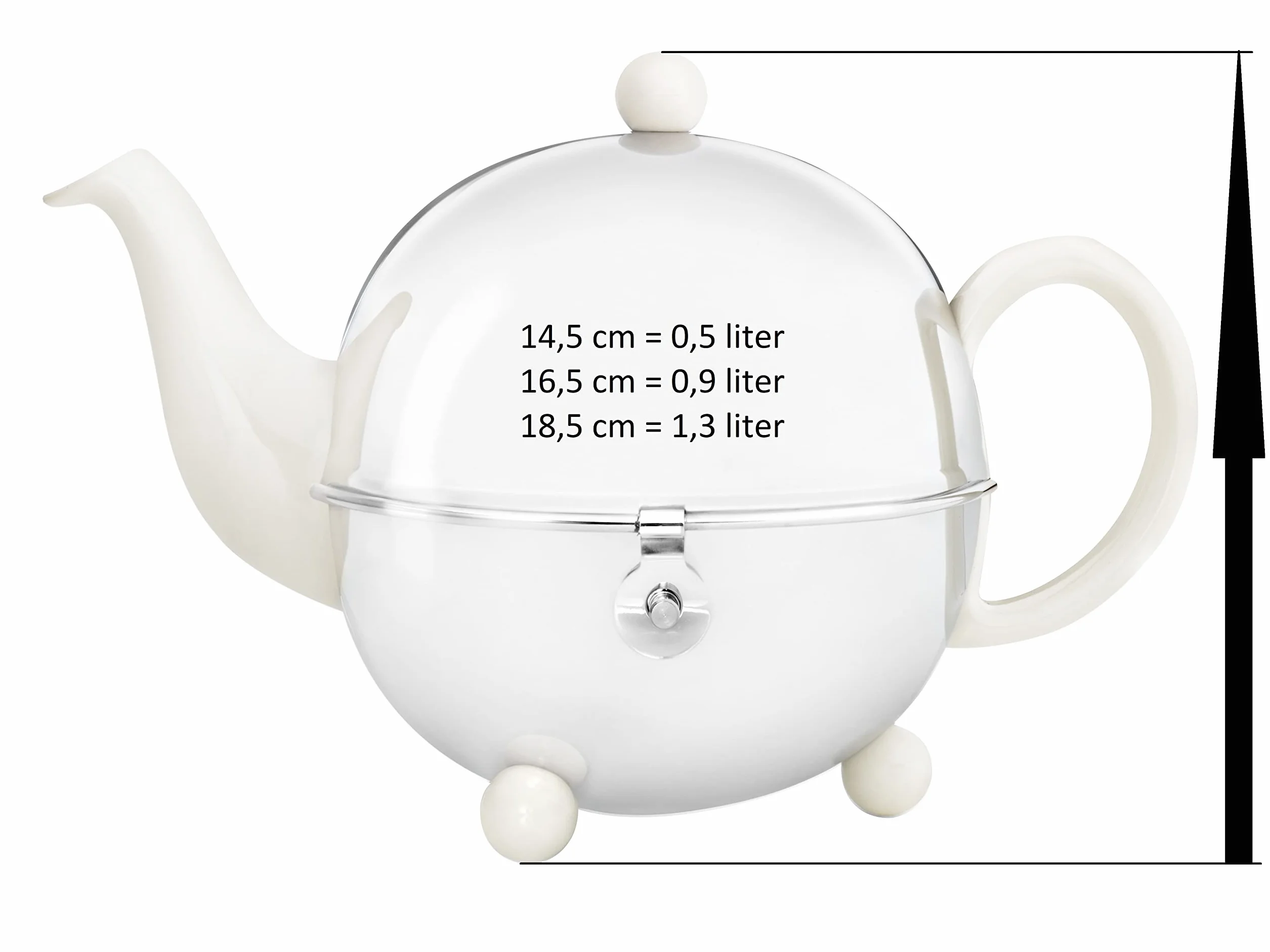 BREDEMEIJER Tetera Cosy 0,9L, Blanco Primavera, gres/INOX Brillo