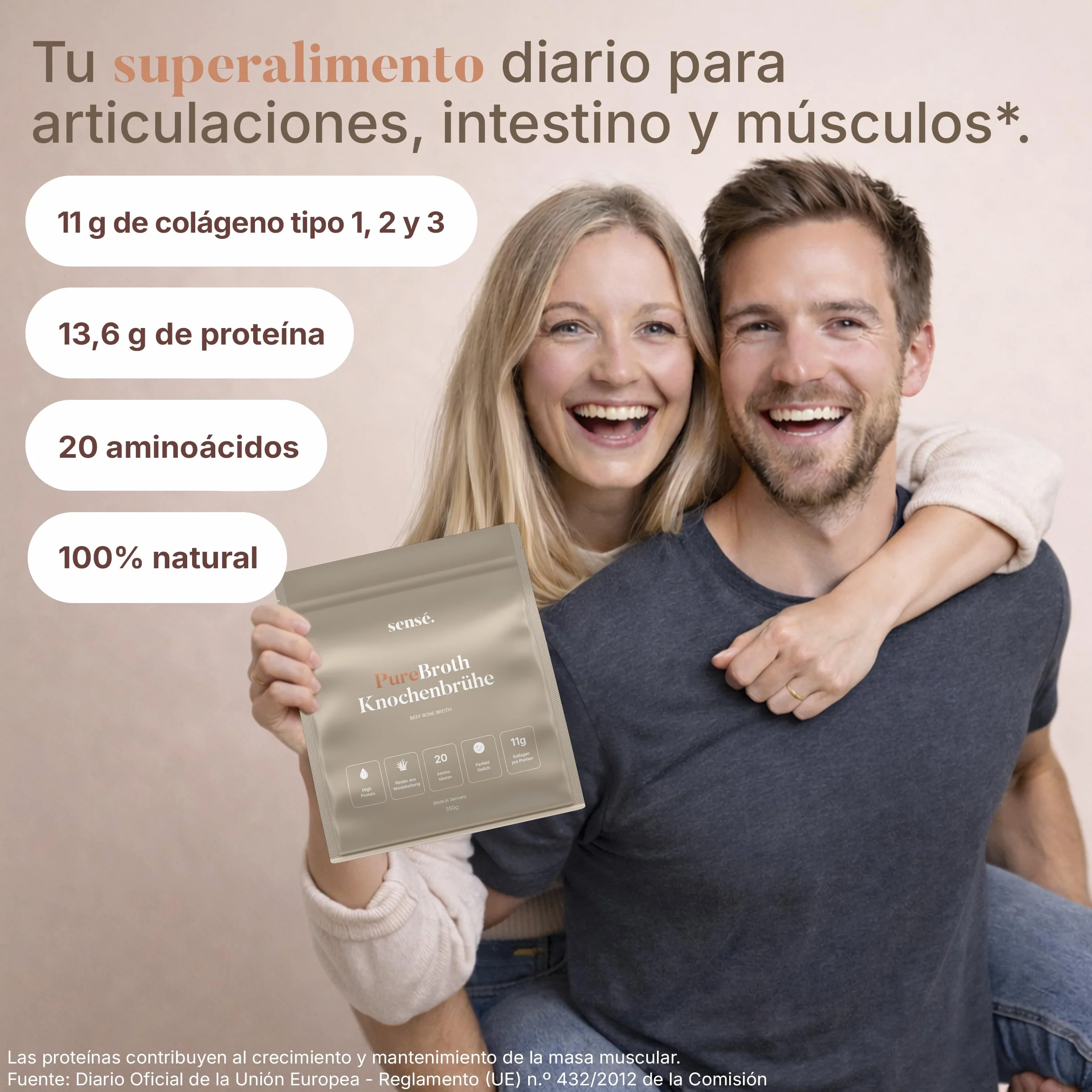 Polvo de caldo de huesos de ganado de pasto bioactivo 350 g colágeno tipo 1,2 y 3 alto contenido en proteínas