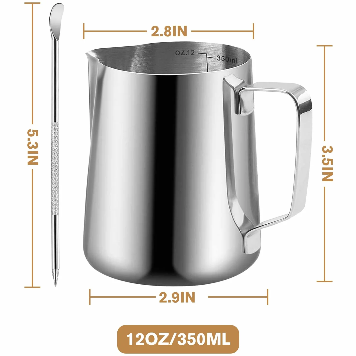 Jarra Leche Barista 350ml Acero Inoxidable Espuma Espresso Café