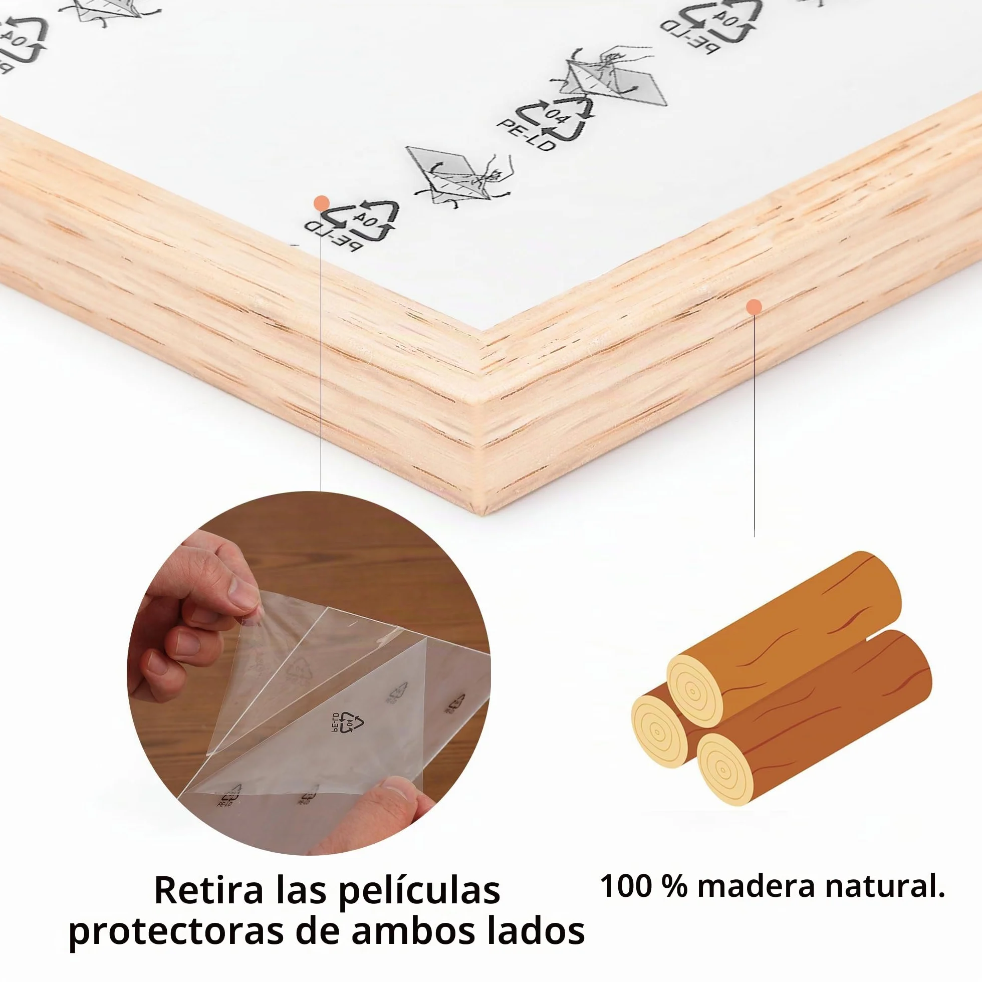 Marco de fotos DIN A4 madera con paspartú cristal acrílico colgar vertical horizontal pósteres