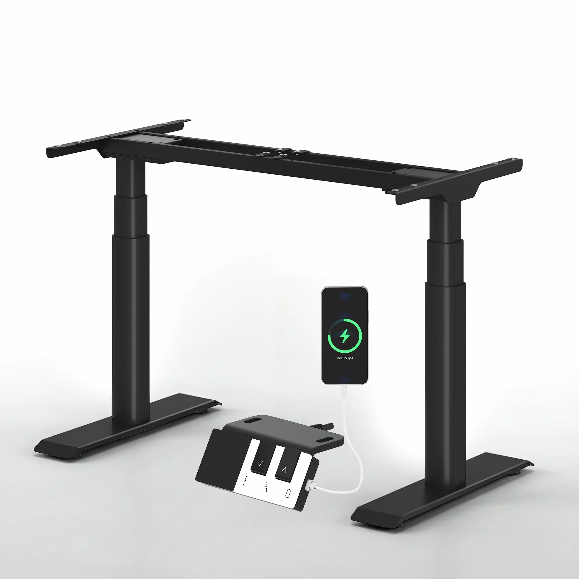 FLEXISPOT CylineX Pro Escritorio Elevable con Doble Motor, Patas de Escritorio Regulable en Altura con Panel de Control Tipo Piano,Carga 200 kg, Sistema Anticolisión, Patas Redondas, Negro