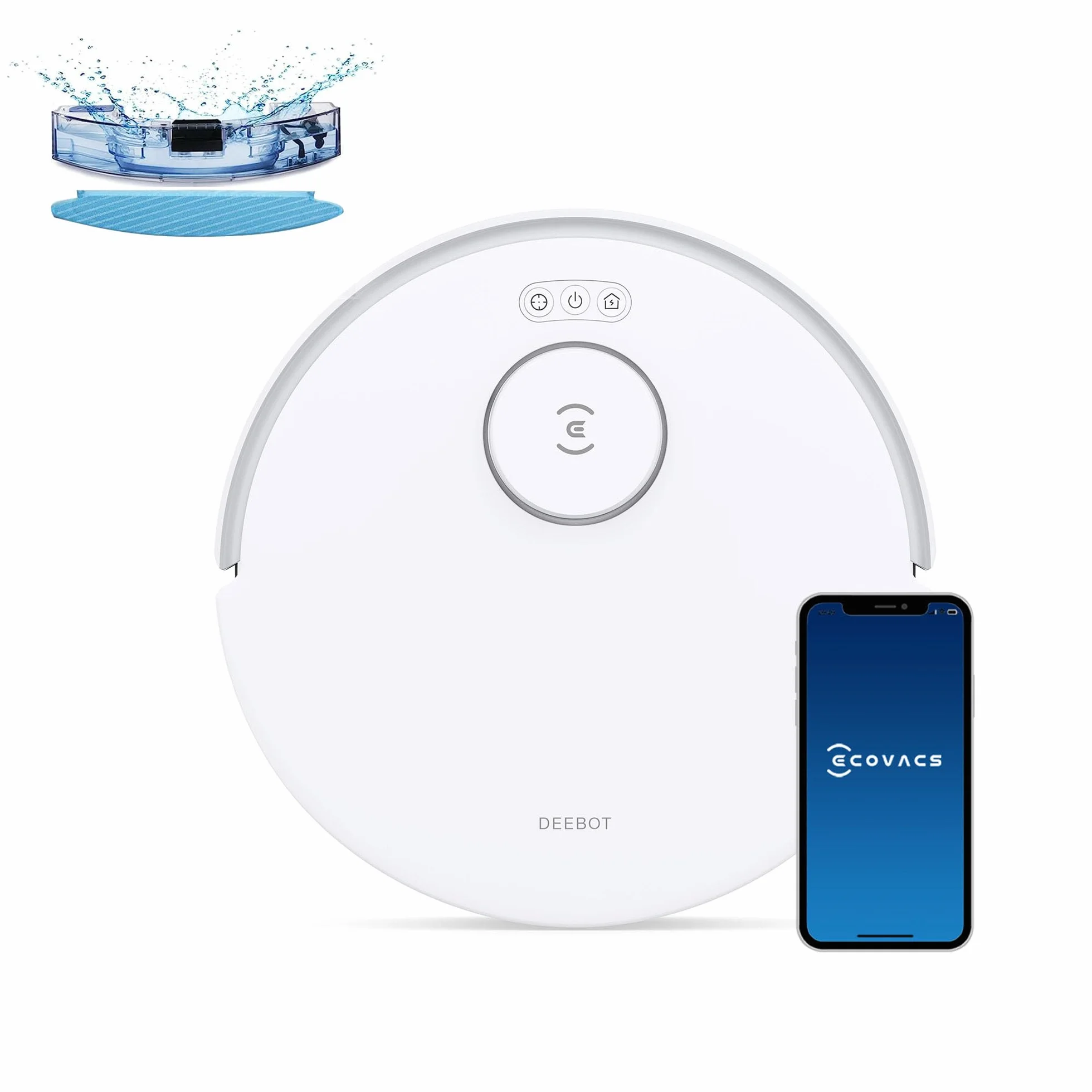 ECOVACS DEEBOT N20, Robot aspiradora de succión Potente 8000 Pa, batería de 300 min, evitación Inteligente obstáculos, tecnología antienredos, alfombras y pelos de Mascotas, WiFi-Alexa-App