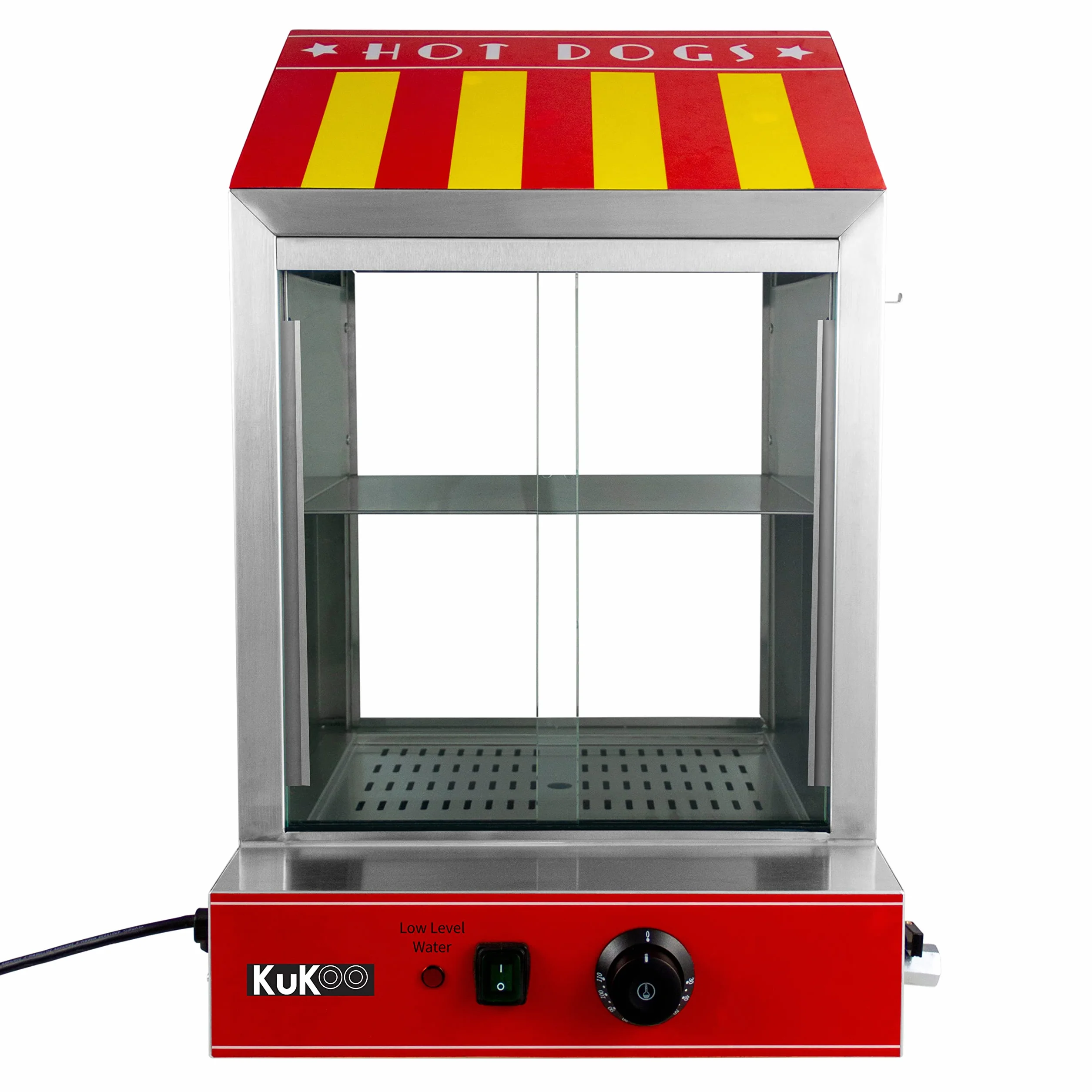 Calentador de Perritos Calientes Comercial 2000W Máquina Eléctrica de Vapor para Hot Dogs con Temperatura Ajustable 30-110°C