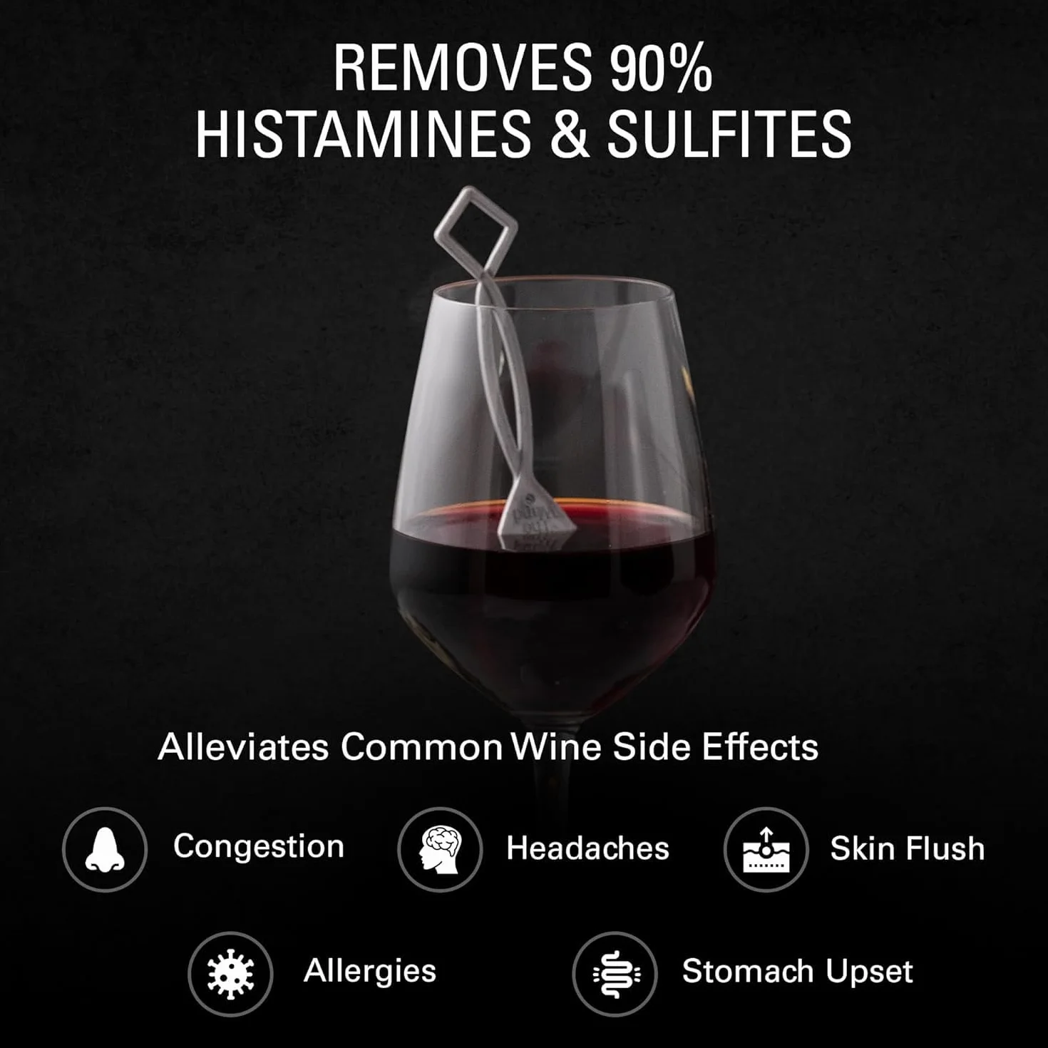 Varita filtro para vino - Filtra la histamina y el sulfito - Saborear el vino, evitar los efectos secundarios.