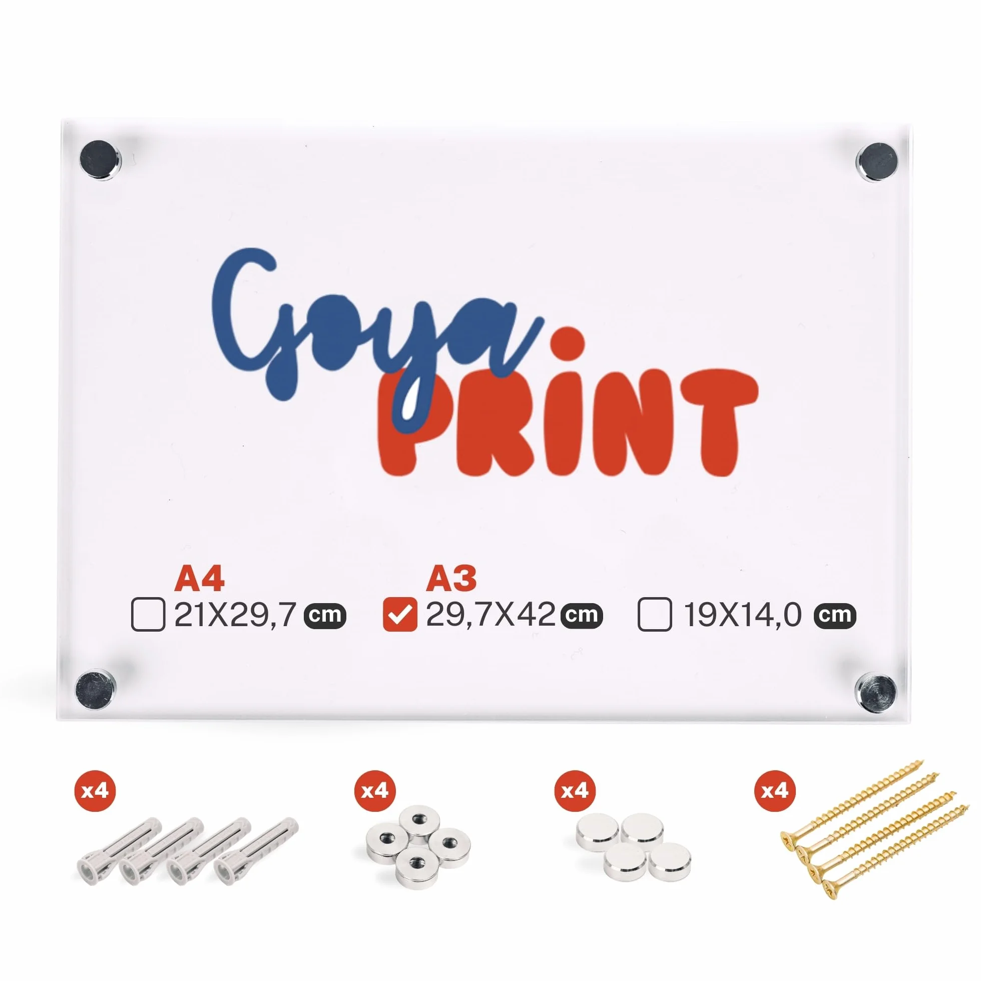 GOYAPRINT Placa de Metacrilato Transparente 29,7x42 cm Marco Acrílico A3 3+3 mm