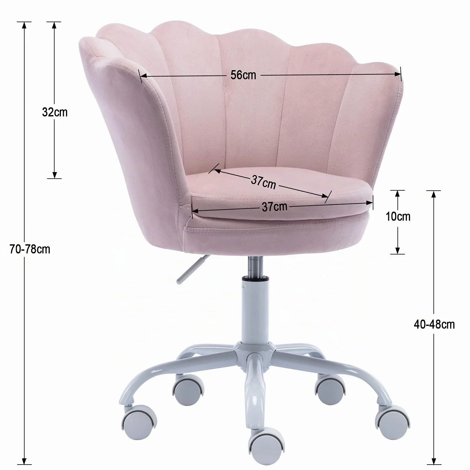 Ya-Home Silla Infantil de Escritorio Silla Giratoria Terciopelo de Estudio,Silla de Oficina Ajustable en Altura para Niños/Juvenil,Rosa Claro