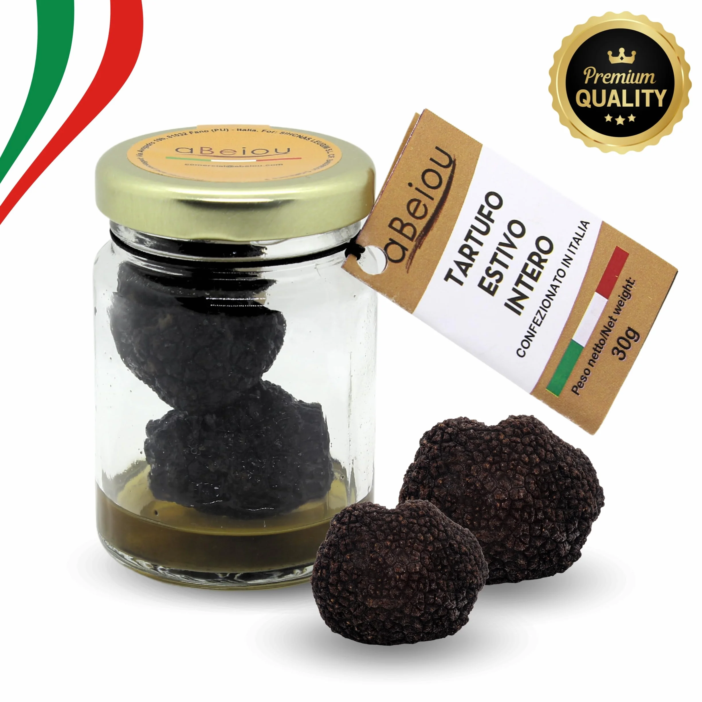 Tuber Aestivum Trufas Negras Enteras 30g 100% italiano gourmet salmuera vegano sin gluten