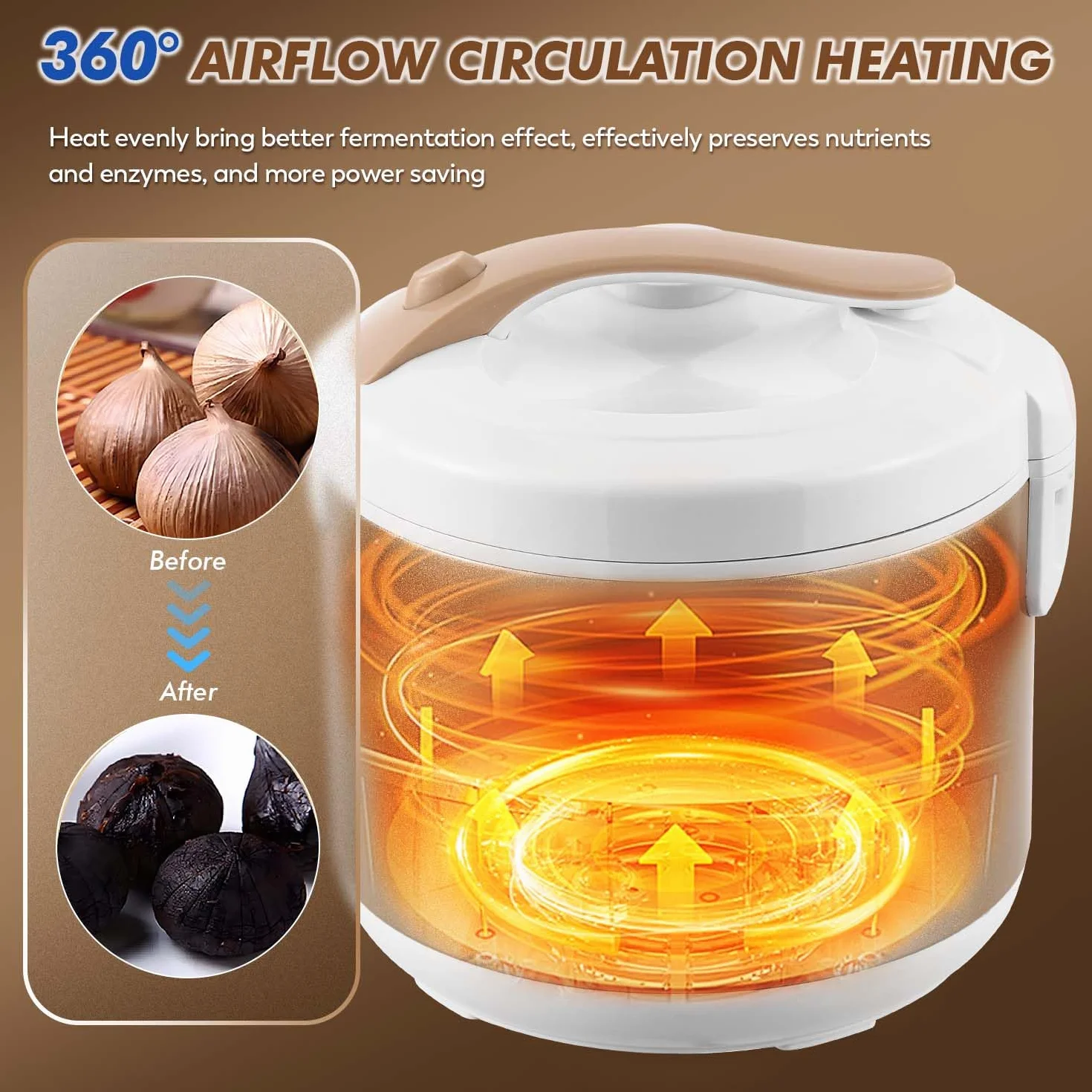 Moongiantgo 6L Fermentador de Ajo Negro, Olla Automática de Ajo, Natto, Yogur, Kimchi, Máquina Fermentadora de Vino, Cocedor de Ajo con Control Automático, Control de Tiempo y Temperatura, 220V