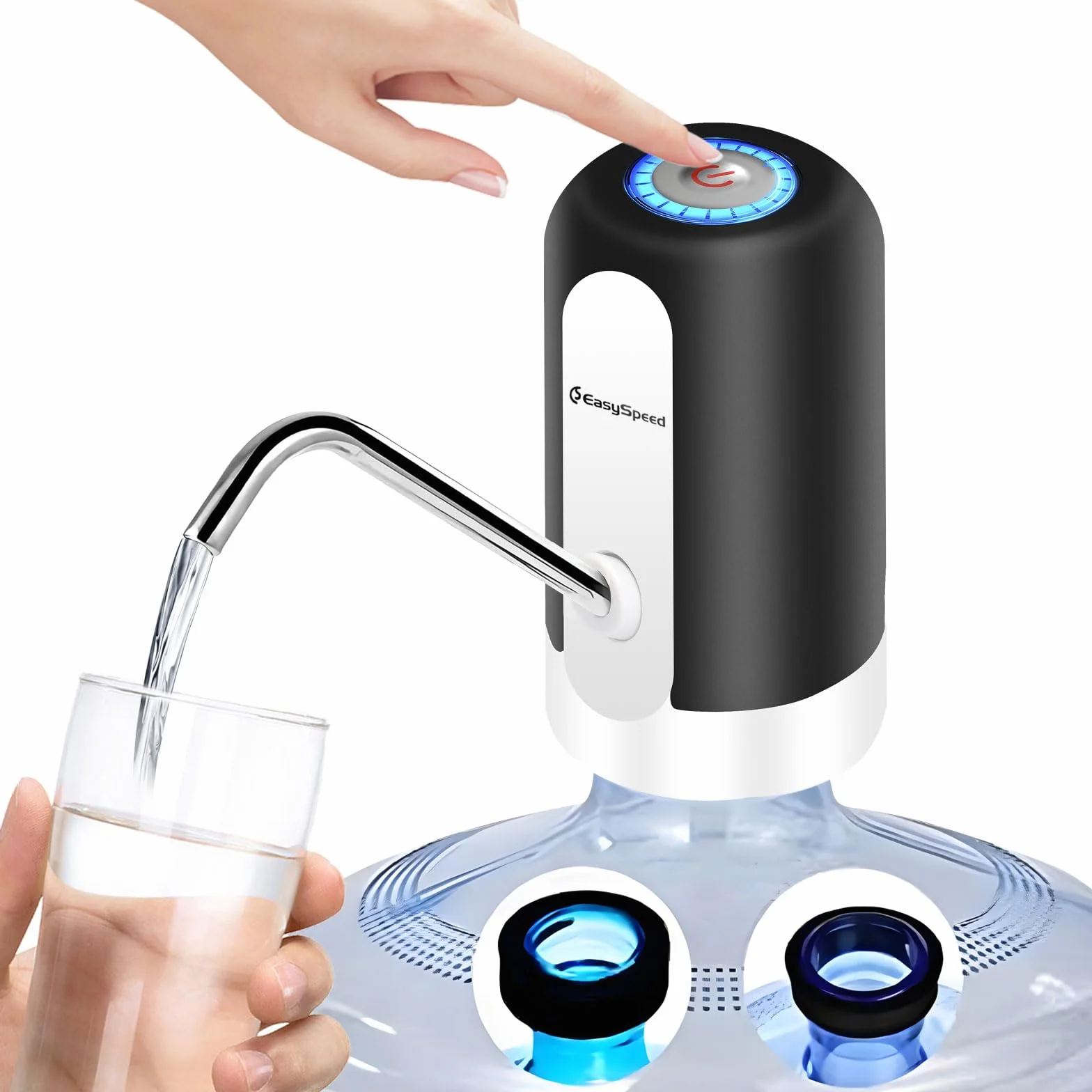 EASYSPEED Dispensador de Agua Fría Automático, 1200 mAh Eléctrico USB Bomba Grifo de Agua, Negro