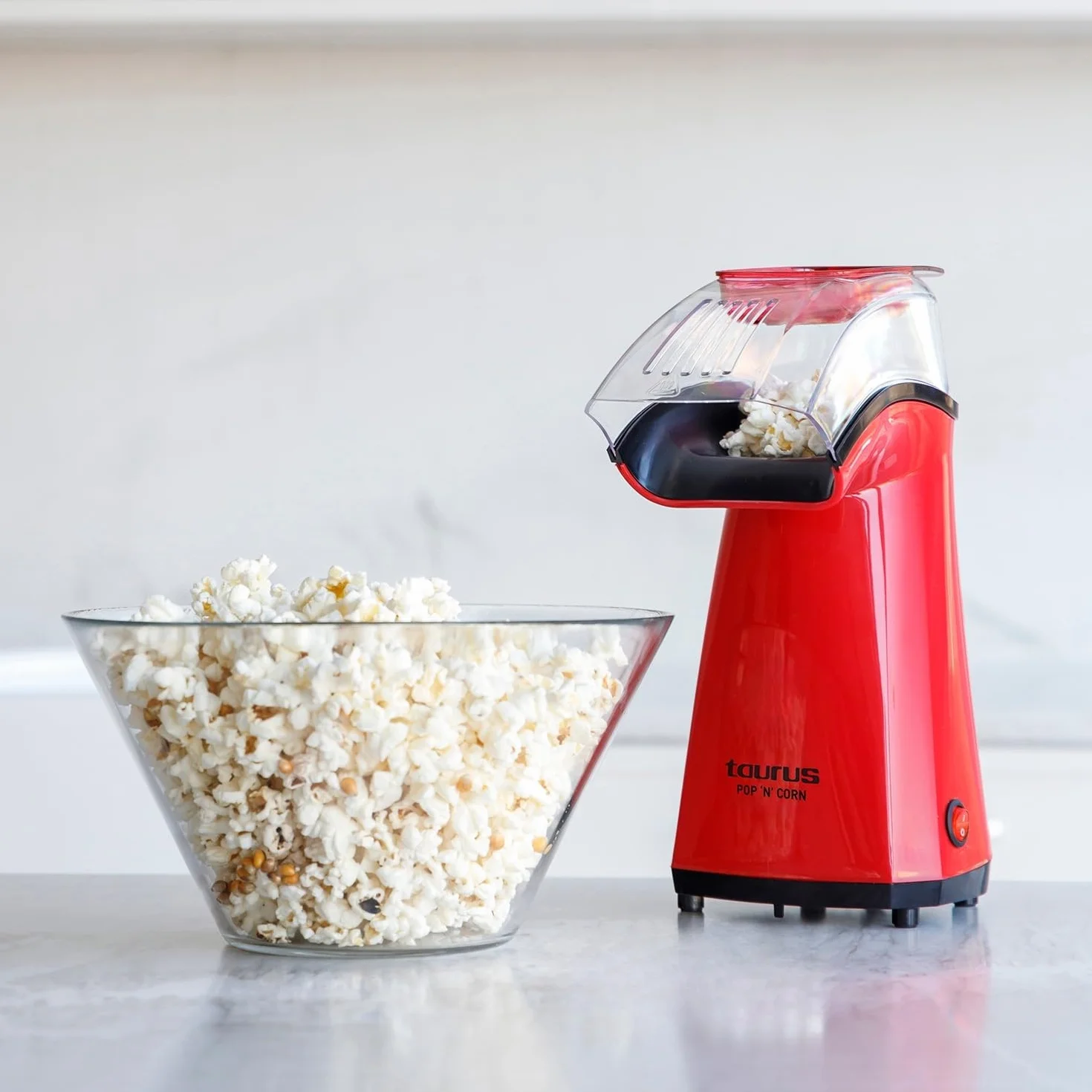 Taurus Pop'N'Corn Palomitero Eléctrico 1100W Aire Caliente Sin Aceite Compacto Rojo