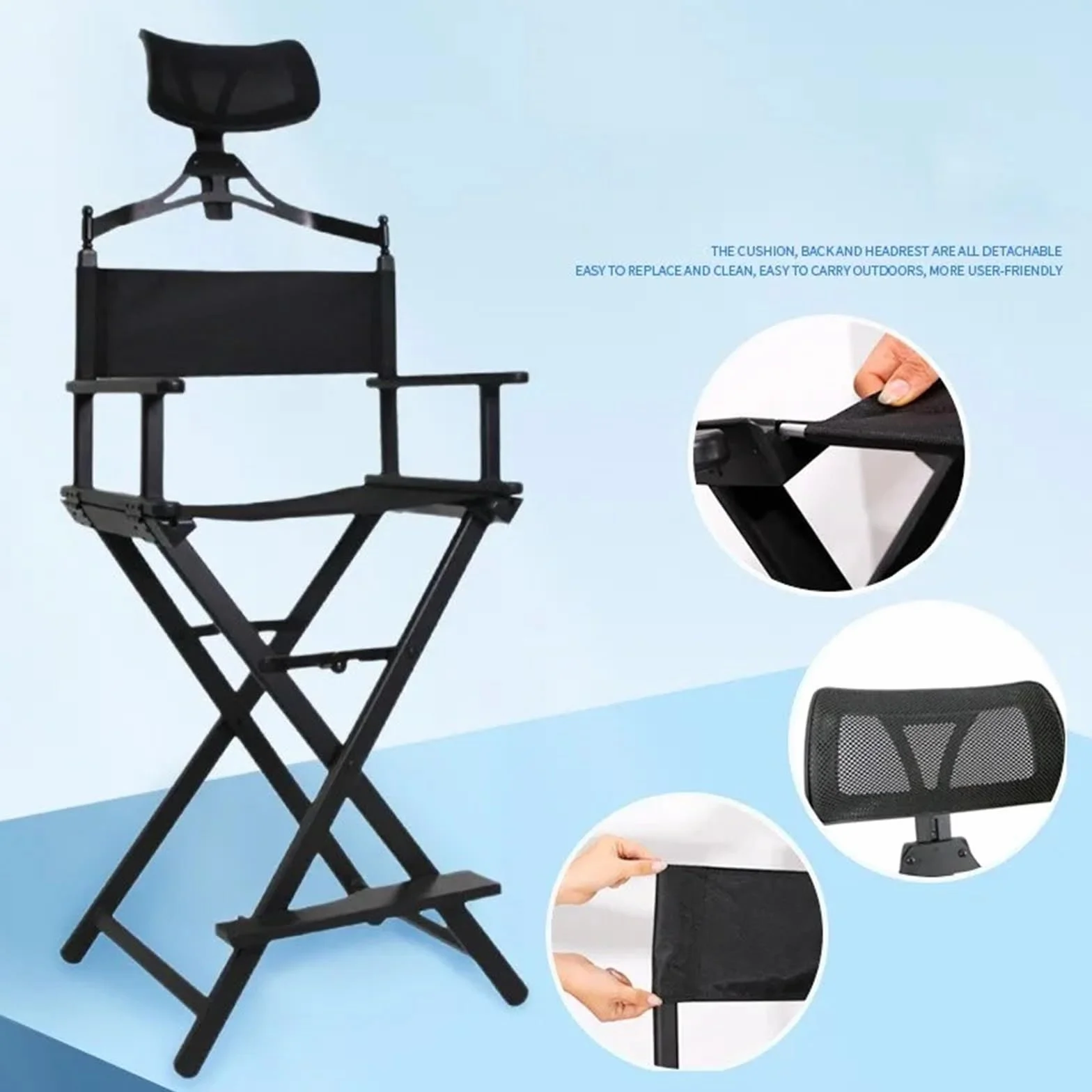 Silla de director plegable de aleación de aluminio, ligera y portátil para uso al aire libre, ideal para maquillaje y actividades de ocio
