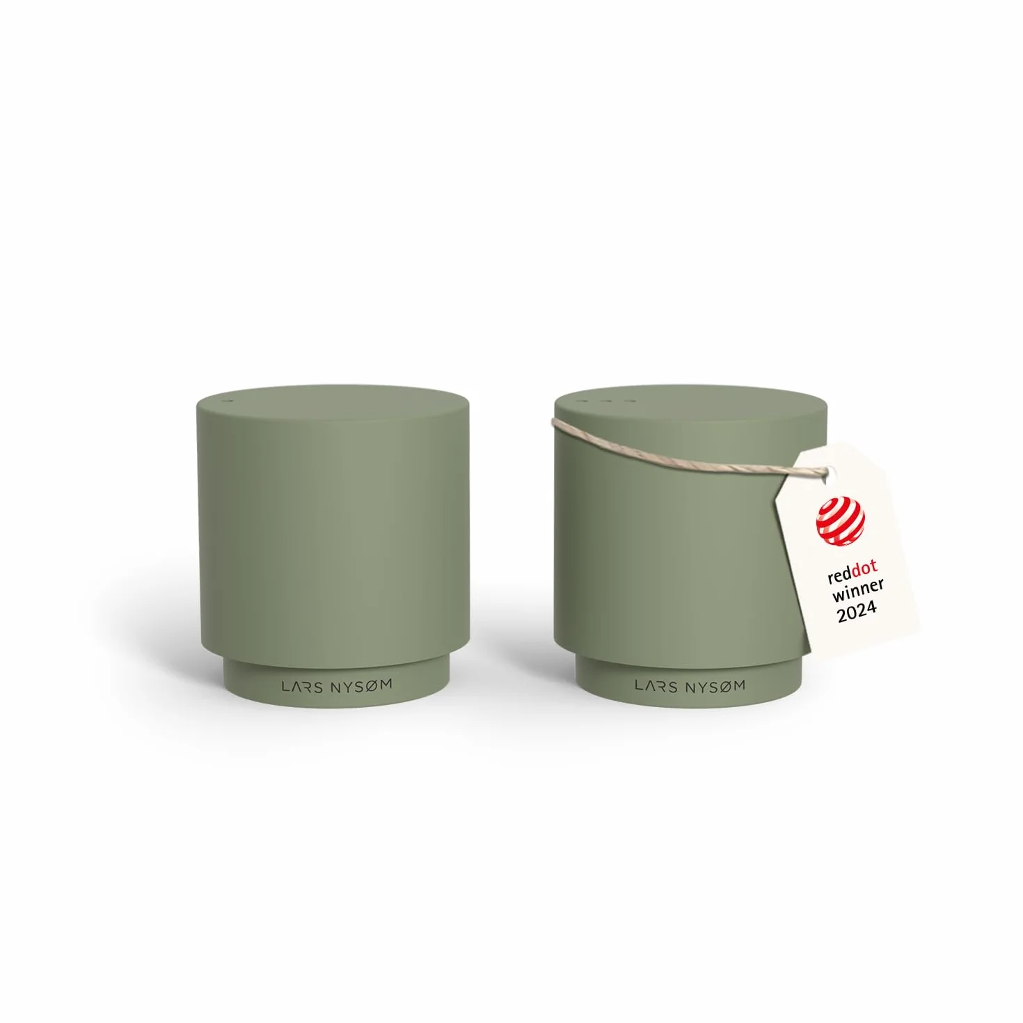 LARS NYSØM Juego de Salero y Pimentero Acero Inoxidable Sage Green