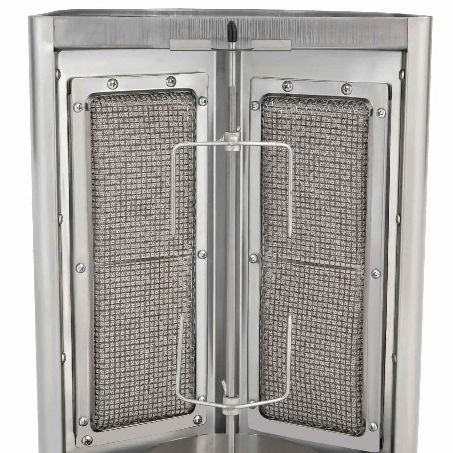 Shawarma asador vertical 360° acero inoxidable con dos interruptores térmicos ajustables