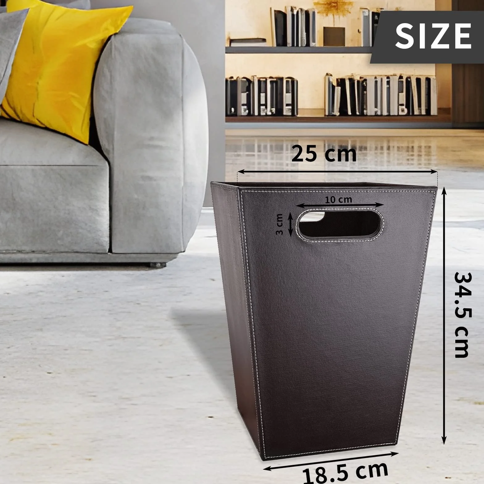 GORESE Papelera de reciclaje para oficina, de piel, diseño moderno, para cocina, baño, oficina, color marrón