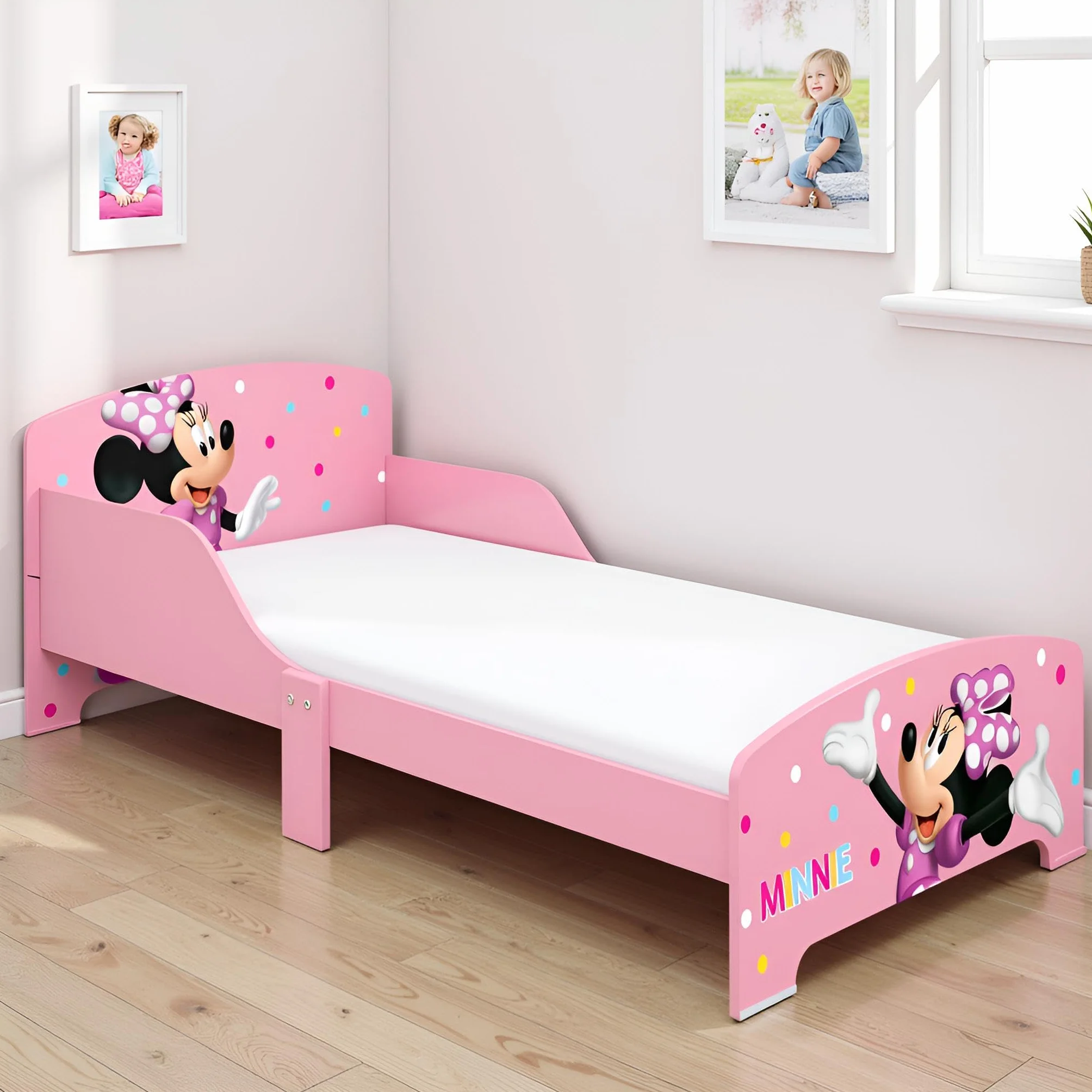 Cama Infantil de Madera Disney Minnie Mouse ARDITEX 77x143x60cm Rosa Apta colchones 70x140cm