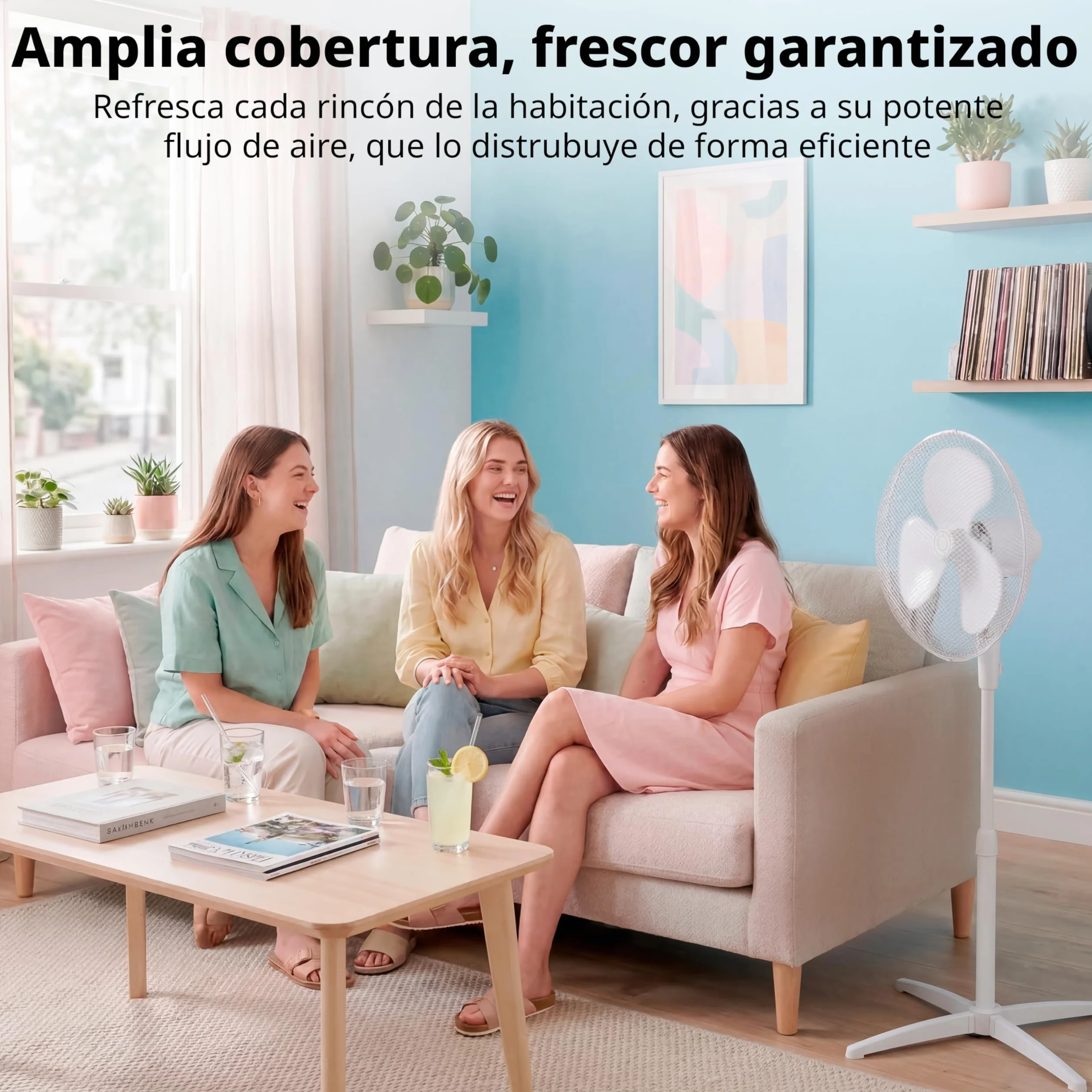 COMFEE Ventilador de Pie 40W 3 Velocidades Oscilación 90º Altura Ajustable Flujo de Aire 40m3/min Silencioso