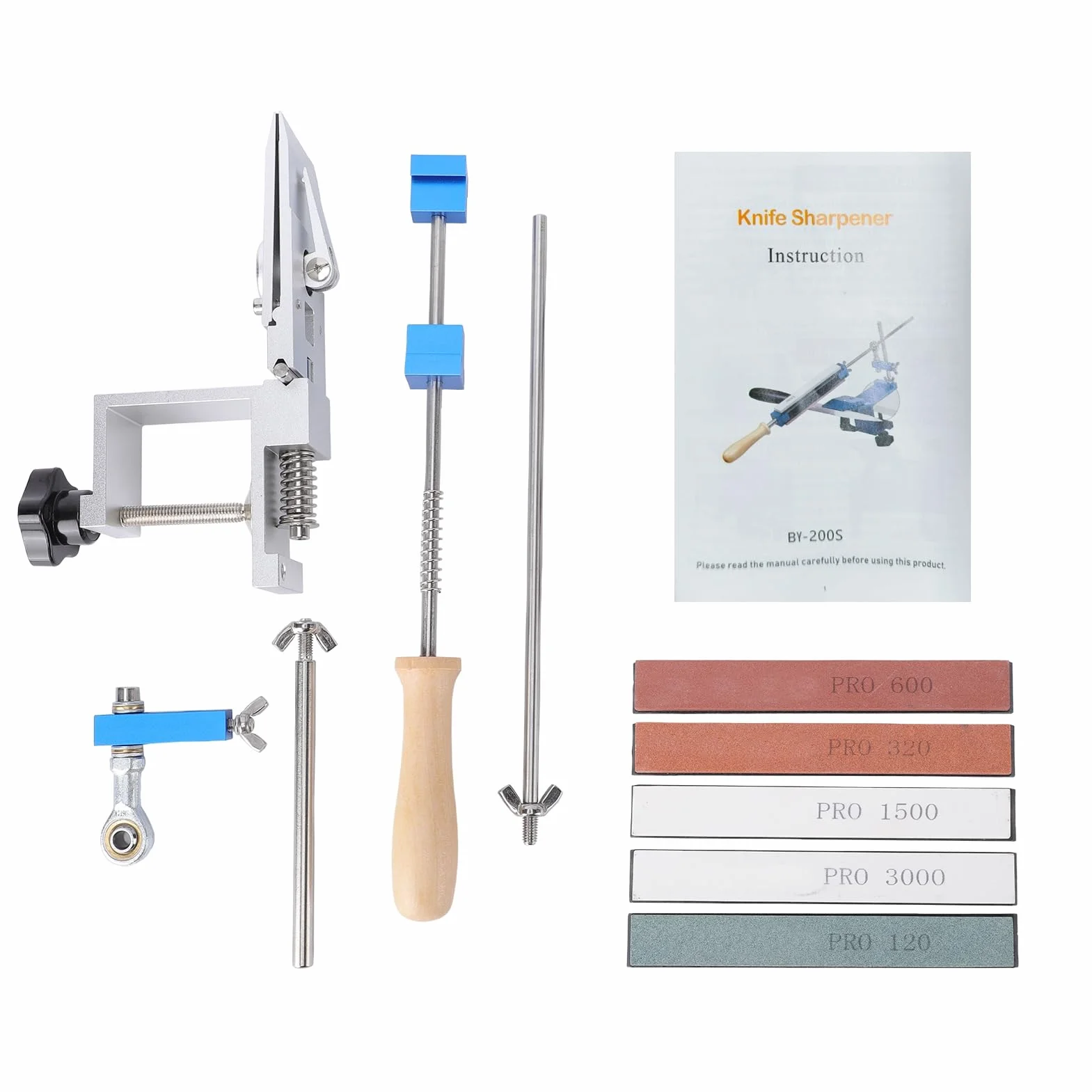 Garosa Afilador Guiado Herramienta Profesional para Afilar Precisión con 6 Piedras de Afilar para Cuchillas de Cocina y Exteriores (Con 6 piedras de)