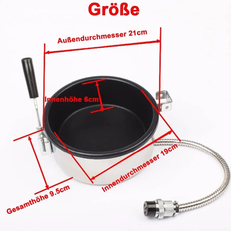 Máquina de Palomitas de Aire Caliente con Accesorios, Olla 230g, Sartén Antiadherente Anti-quemaduras, 3 Fori-15 mm