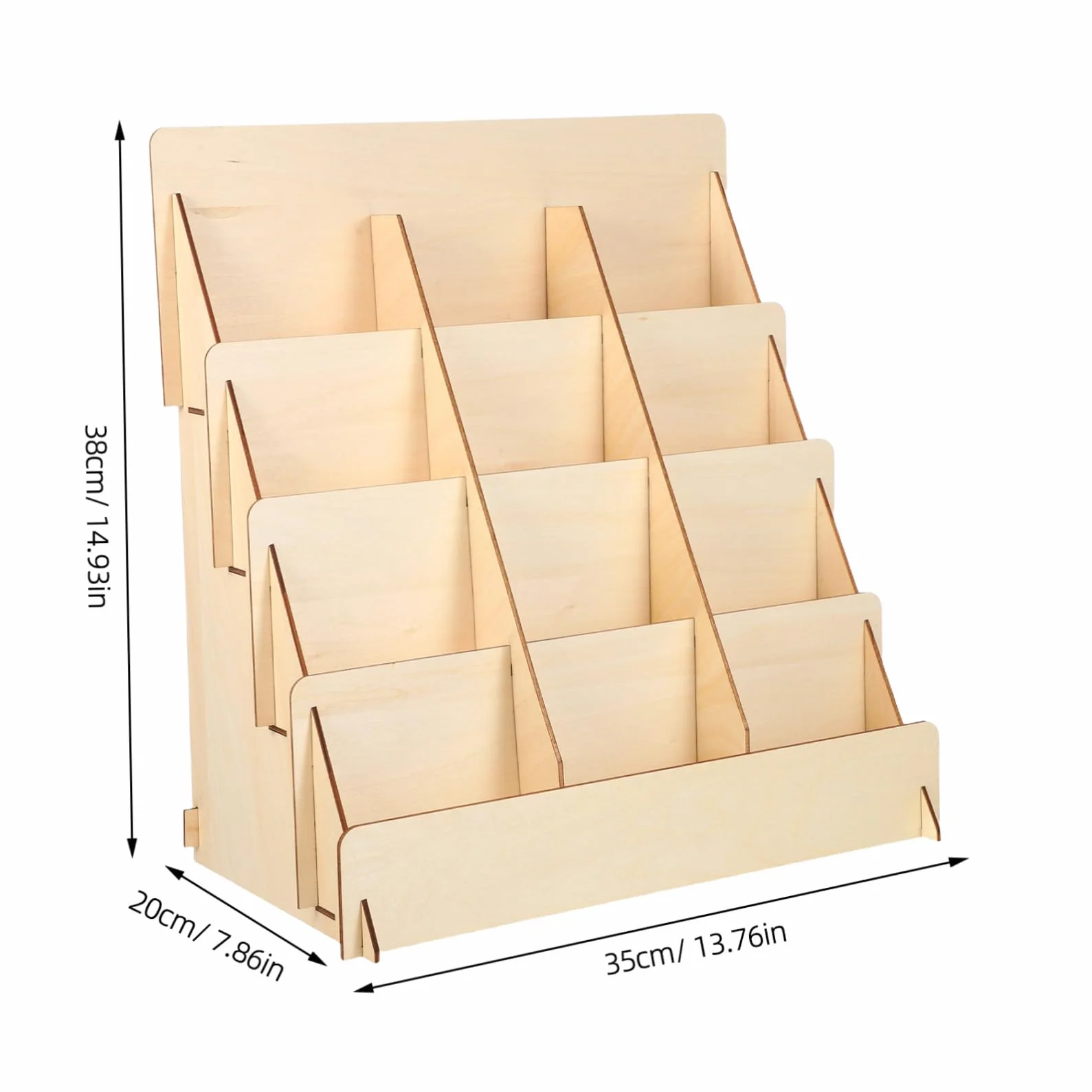 Uonlytech Porta Tarjetas de Felicitación de Madera 4 Niveles, Organizador Versátil para Exhibición en Mesa y Optimización de Espacio Estilo Rústico Natural